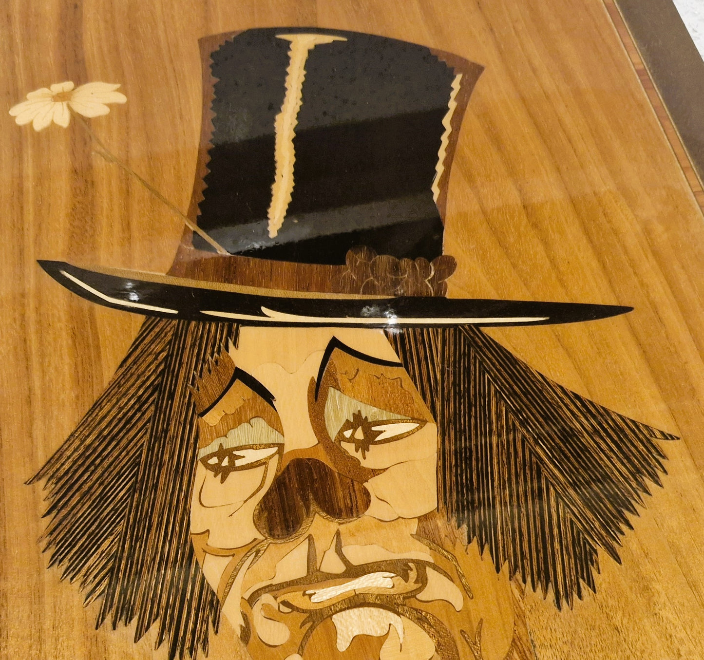 Vintage, Mid Century Art, MCM, wall art, Italian, Marquetry Picture, circa 1960, The Clown, Sorento, Notturno Intarsio, Inlaid wood, VGC