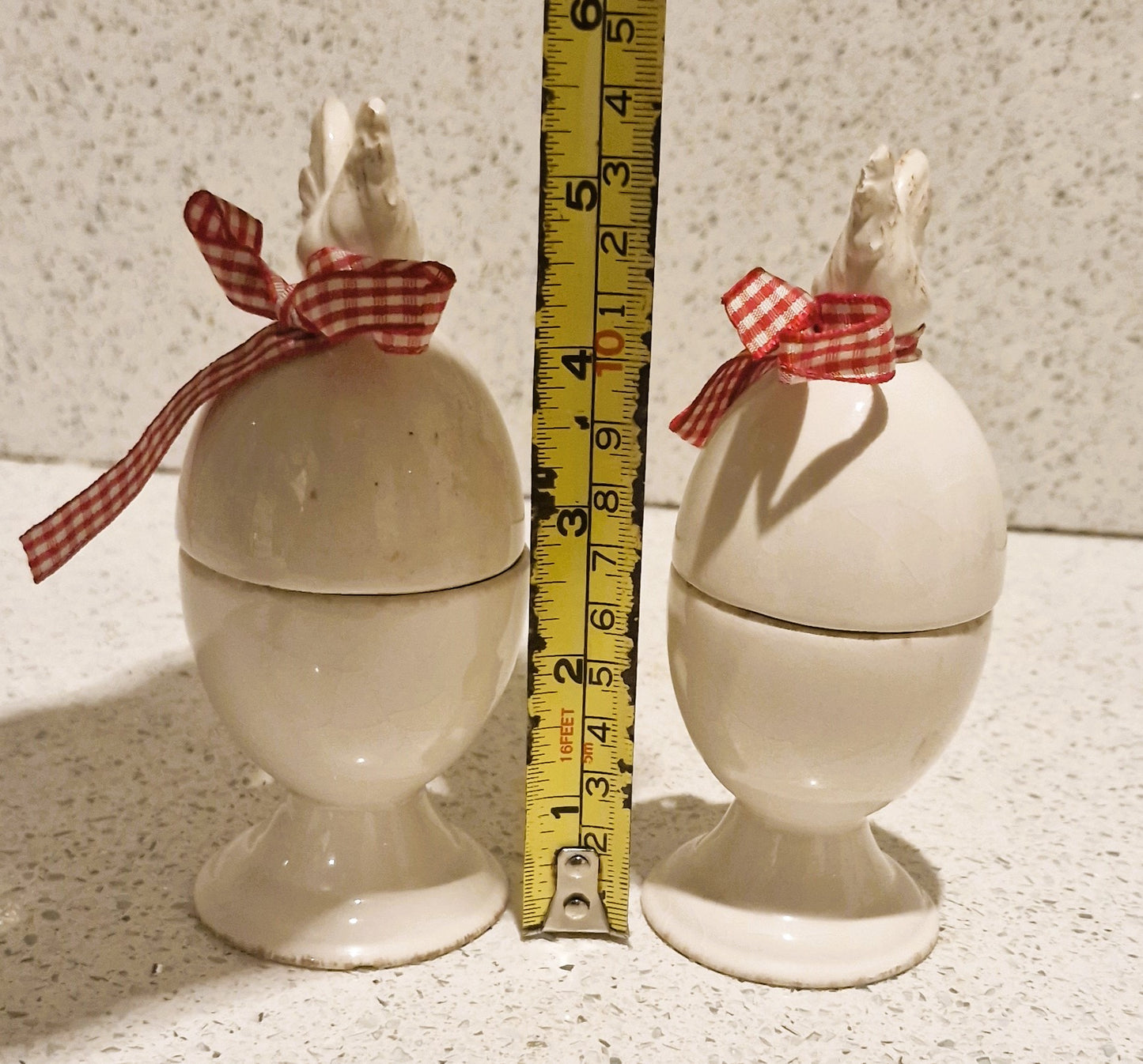 Vintage Hen Egg Cups, with lids, Ceramic, Hen, Chicken, Egg cups, White, Vintage, Lidded eggcups, Farmhouse, Chicken Egg Cup