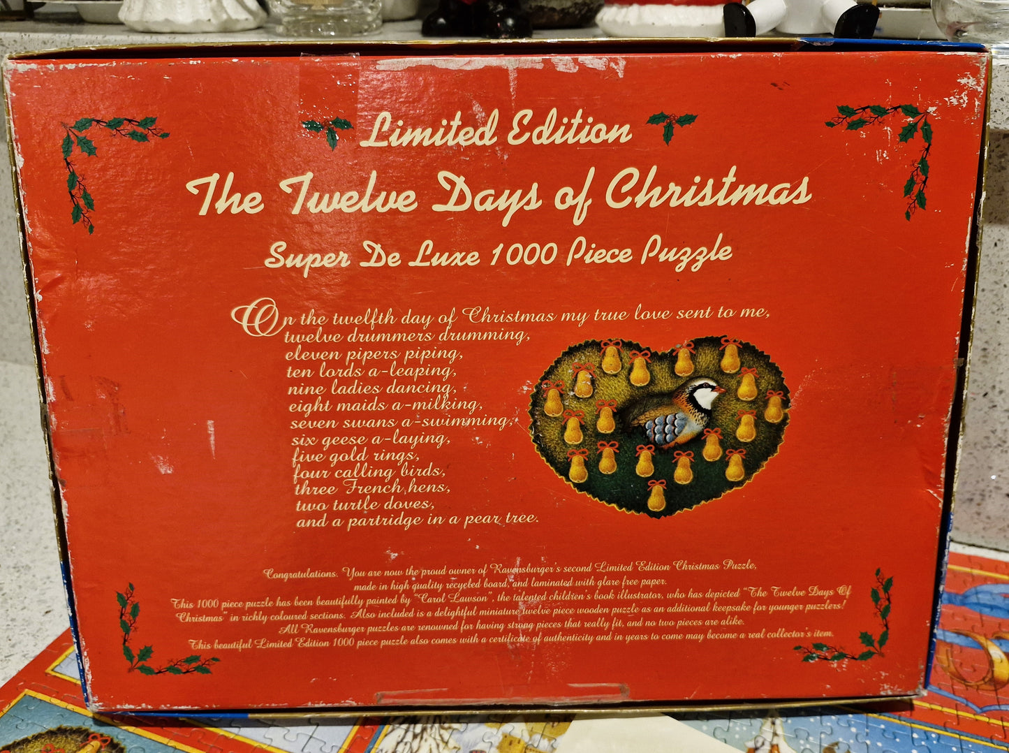 Ravensburger Jigsaw, The twelve days of Christmas, Jigsaw puzzle, 1000 pieces, limited edition, Certificate, Complete, Checked