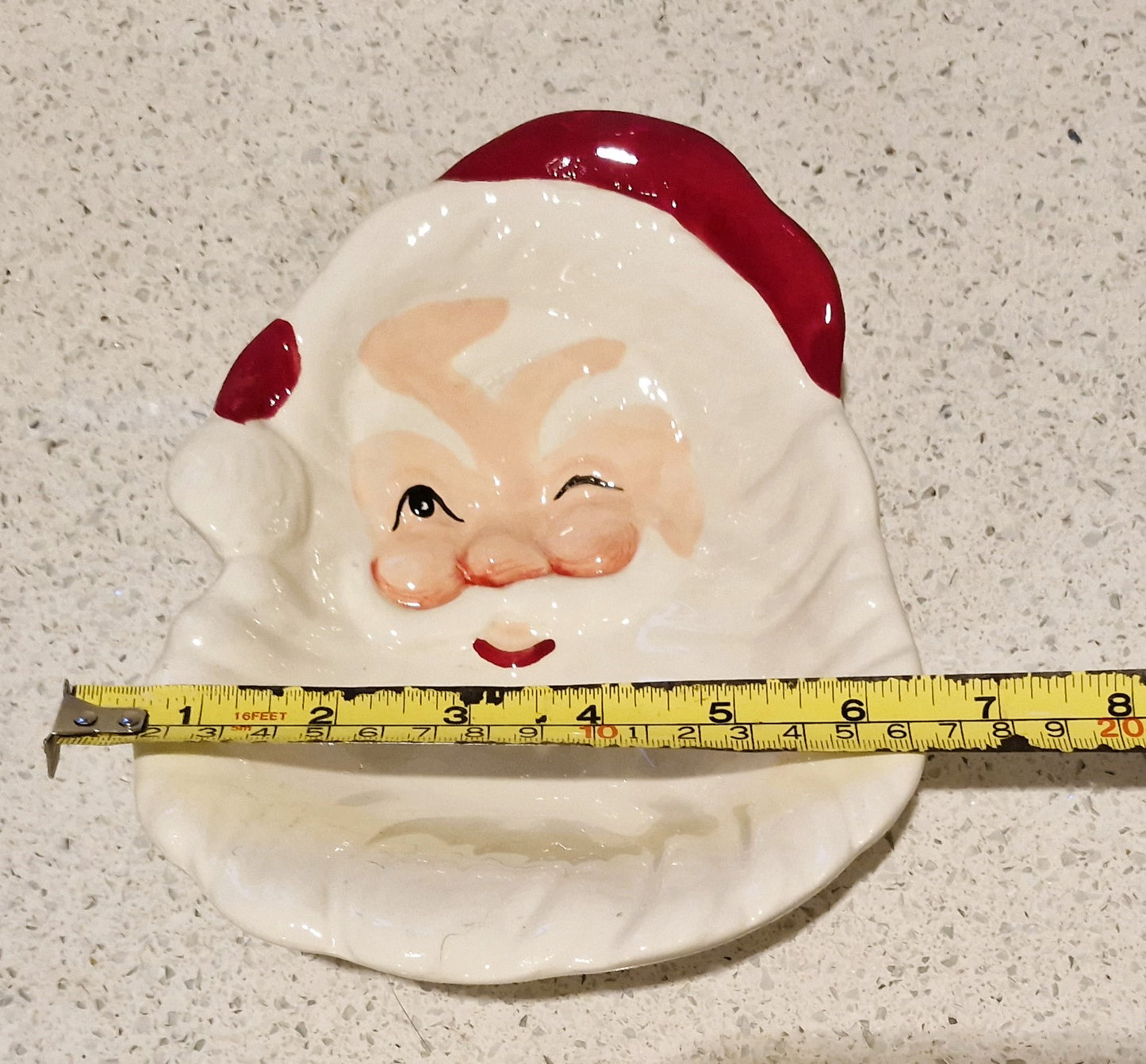 Vintage Santa Cookie Plate, Santa Spoon rest, Santa Plate, Vintage, Santa Face, Plate, Dish, Quirky, Winking Santa, father Christmas