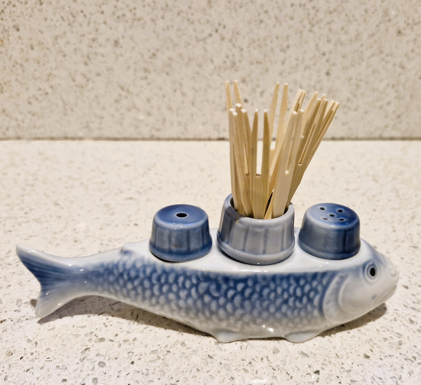Fish shaped salt and pepper shakers, Welsh, Souvenir, Gift, Aberystwyth, Fish & Chips, Fish, Ceramic, Salt and Pepper shakers,
