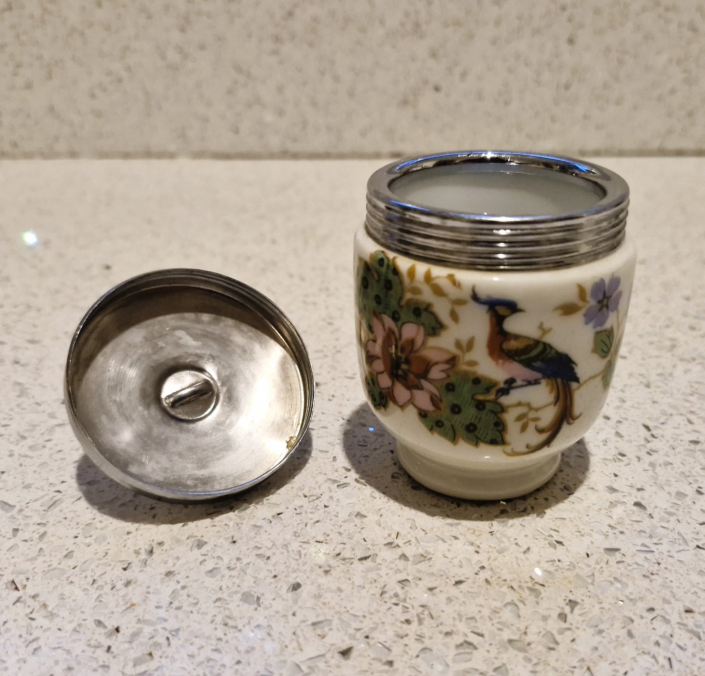 Very Rare, Royal Worcester Egg Coddler Melrose pattern, Melrose, Royal Worcester Egg Coddler, Pheasant, Peacock, Oriental Pheasant