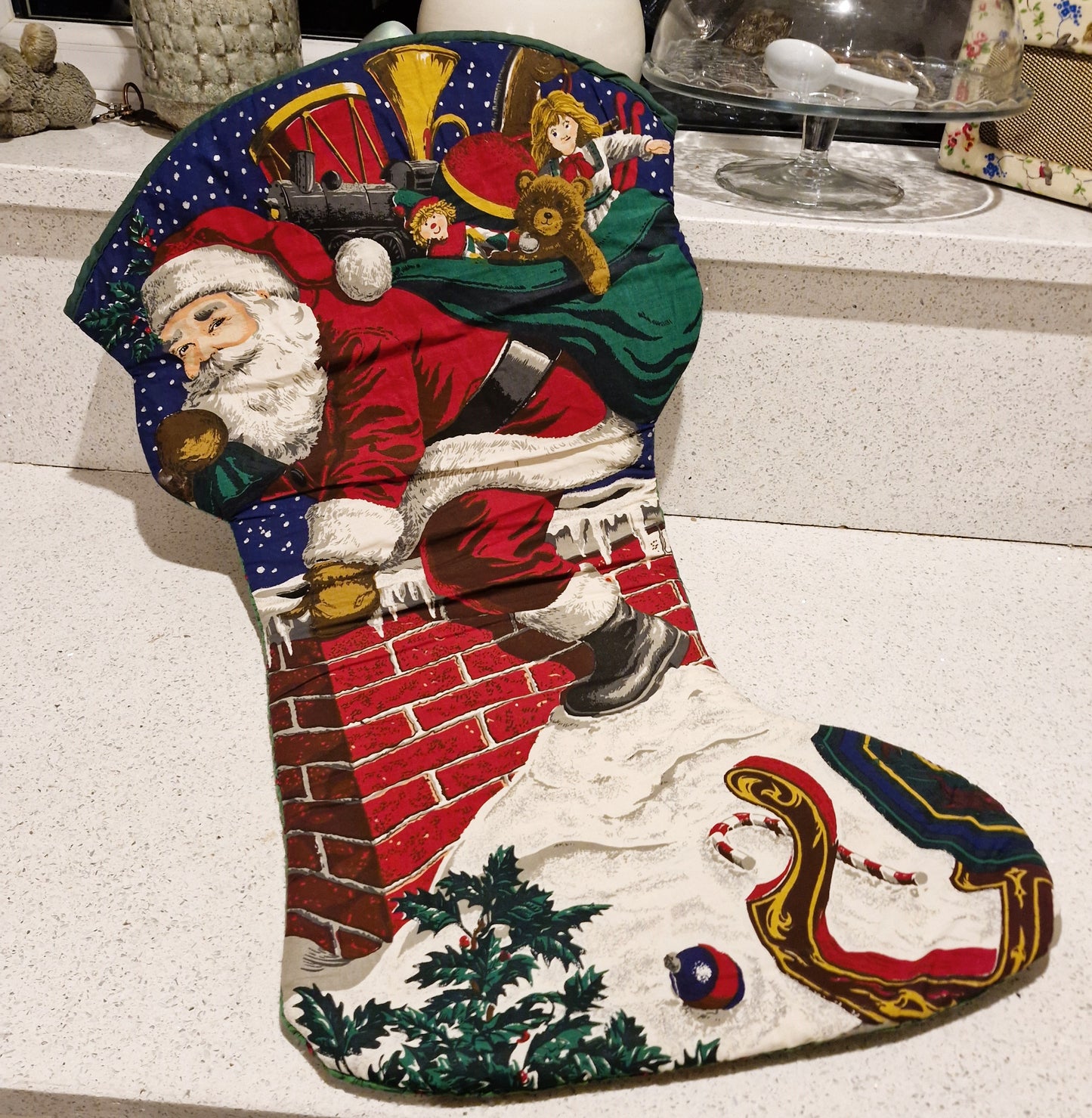 Large Christmas Stocking, HUGE, Jumbo Christmas Stocking, Vintage Christmas Stocking, Unique, Quirky, Handmade, Quilted, advent Calendar
