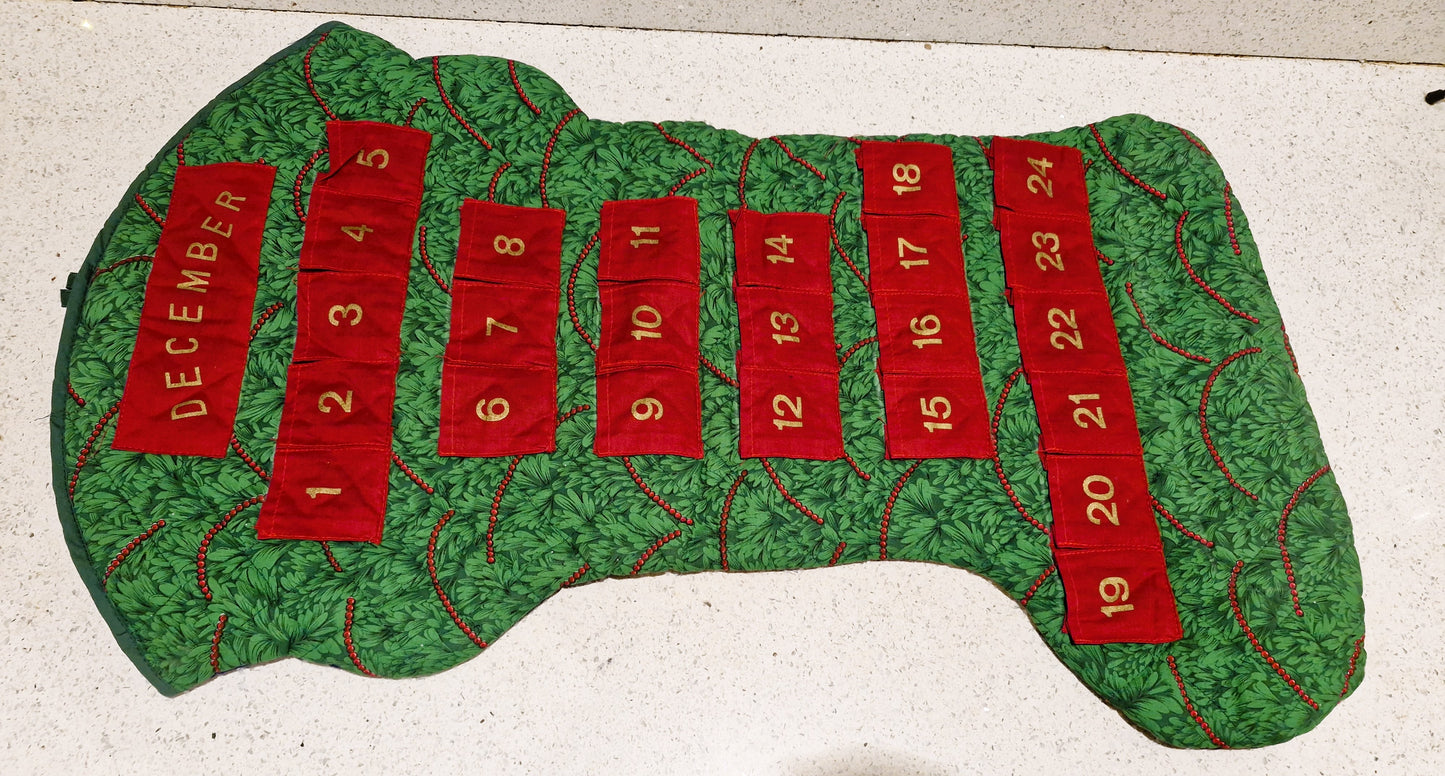 Large Christmas Stocking, HUGE, Jumbo Christmas Stocking, Vintage Christmas Stocking, Unique, Quirky, Handmade, Quilted, advent Calendar