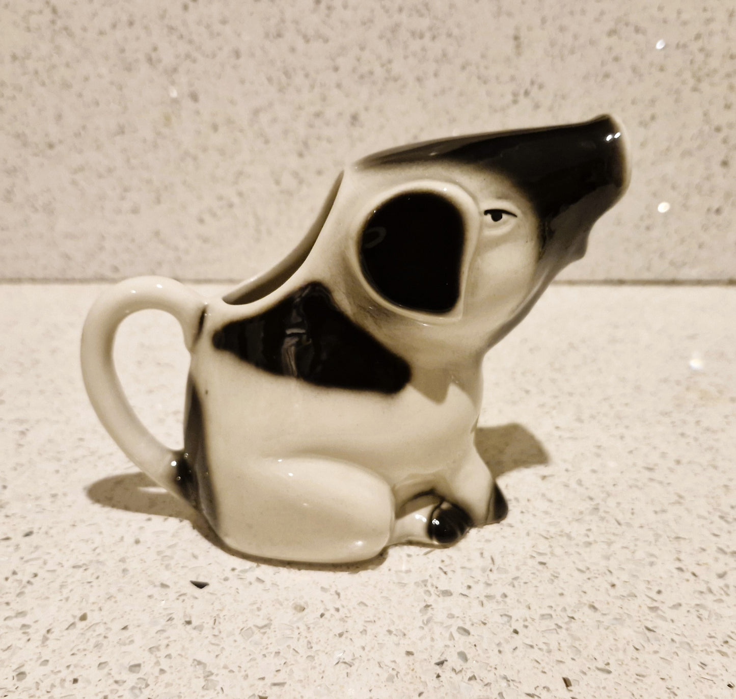 Pig Jug, Pig Creamer, Hand-Painted, Gloucester Old Spot Pig, Black and White, Tony Wood, Studio Pottery, England, Pig Shaped, Jug, RARE