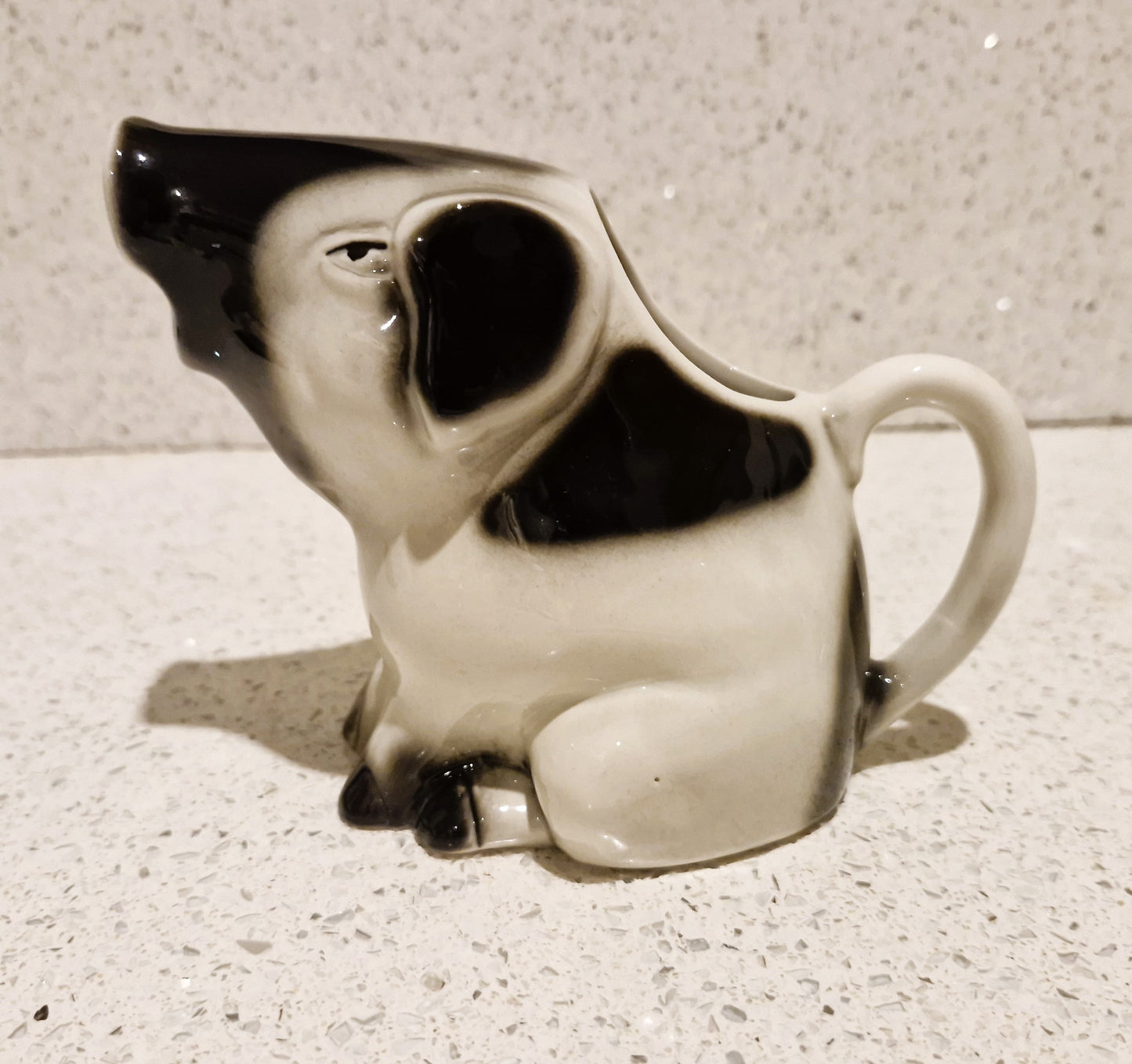 Pig Jug, Pig Creamer, Hand-Painted, Gloucester Old Spot Pig, Black and White, Tony Wood, Studio Pottery, England, Pig Shaped, Jug, RARE