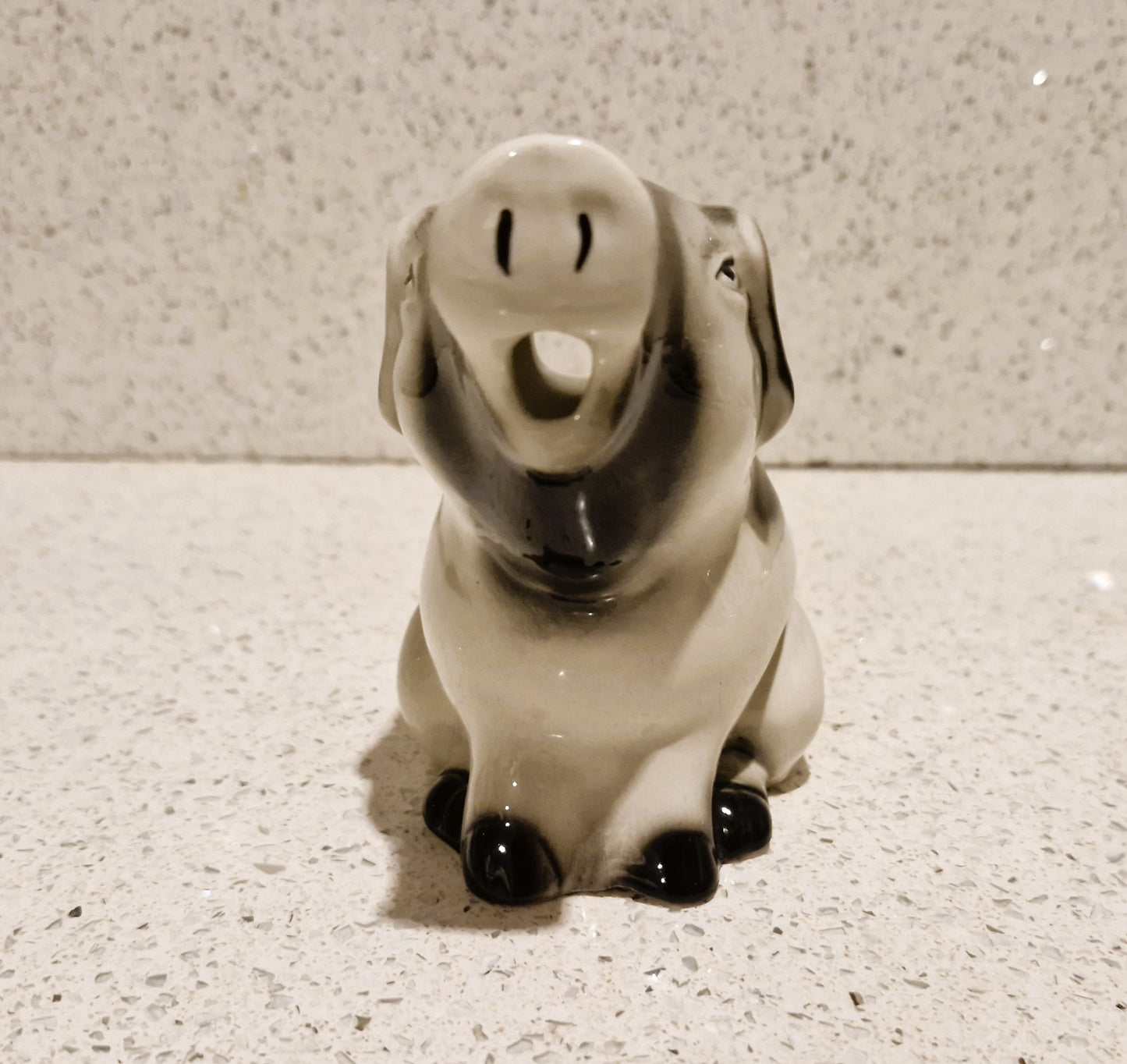 Pig Jug, Pig Creamer, Hand-Painted, Gloucester Old Spot Pig, Black and White, Tony Wood, Studio Pottery, England, Pig Shaped, Jug, RARE