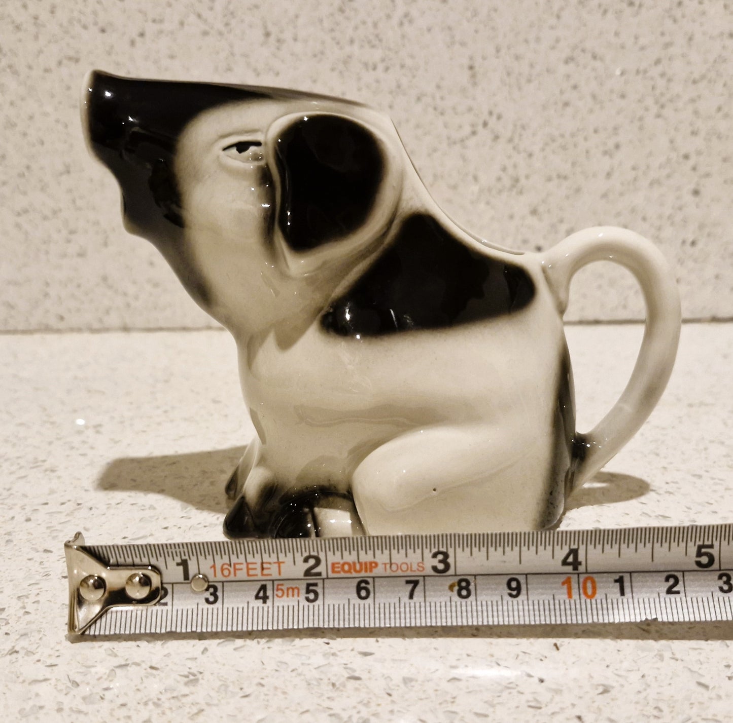 Pig Jug, Pig Creamer, Hand-Painted, Gloucester Old Spot Pig, Black and White, Tony Wood, Studio Pottery, England, Pig Shaped, Jug, RARE