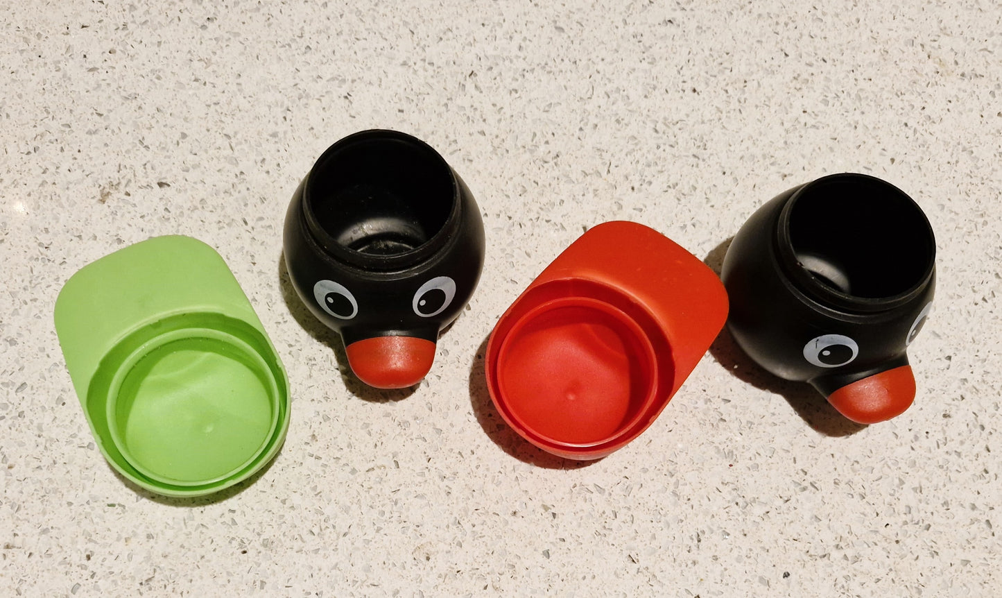 PINGU, RED HAT, Pingu Ice Cream Tub, Hats as Lids, Very Rare, 90s Nostalgia, Vintage, Pingu Toys
