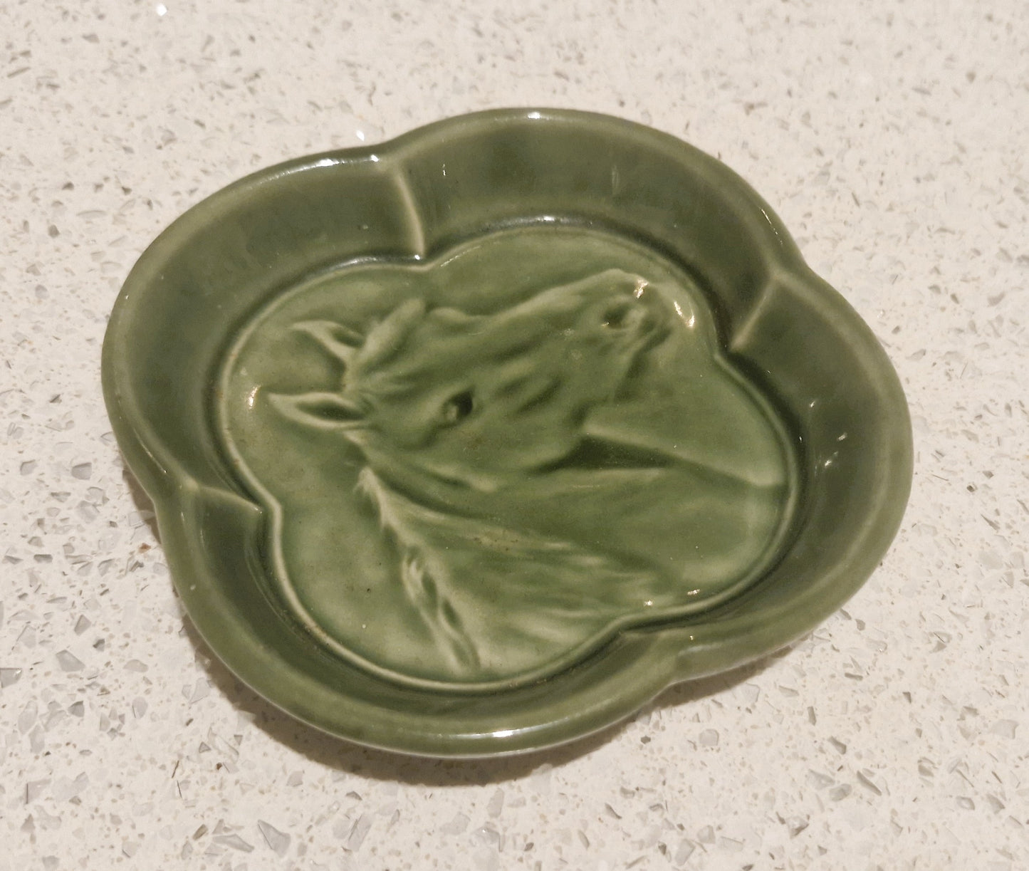 Horse Trinket Dish, Horse Ashtray, Wade, Made in England, green, ceramic, Horses head, Horse, Bowl, Dish, Very Good condition
