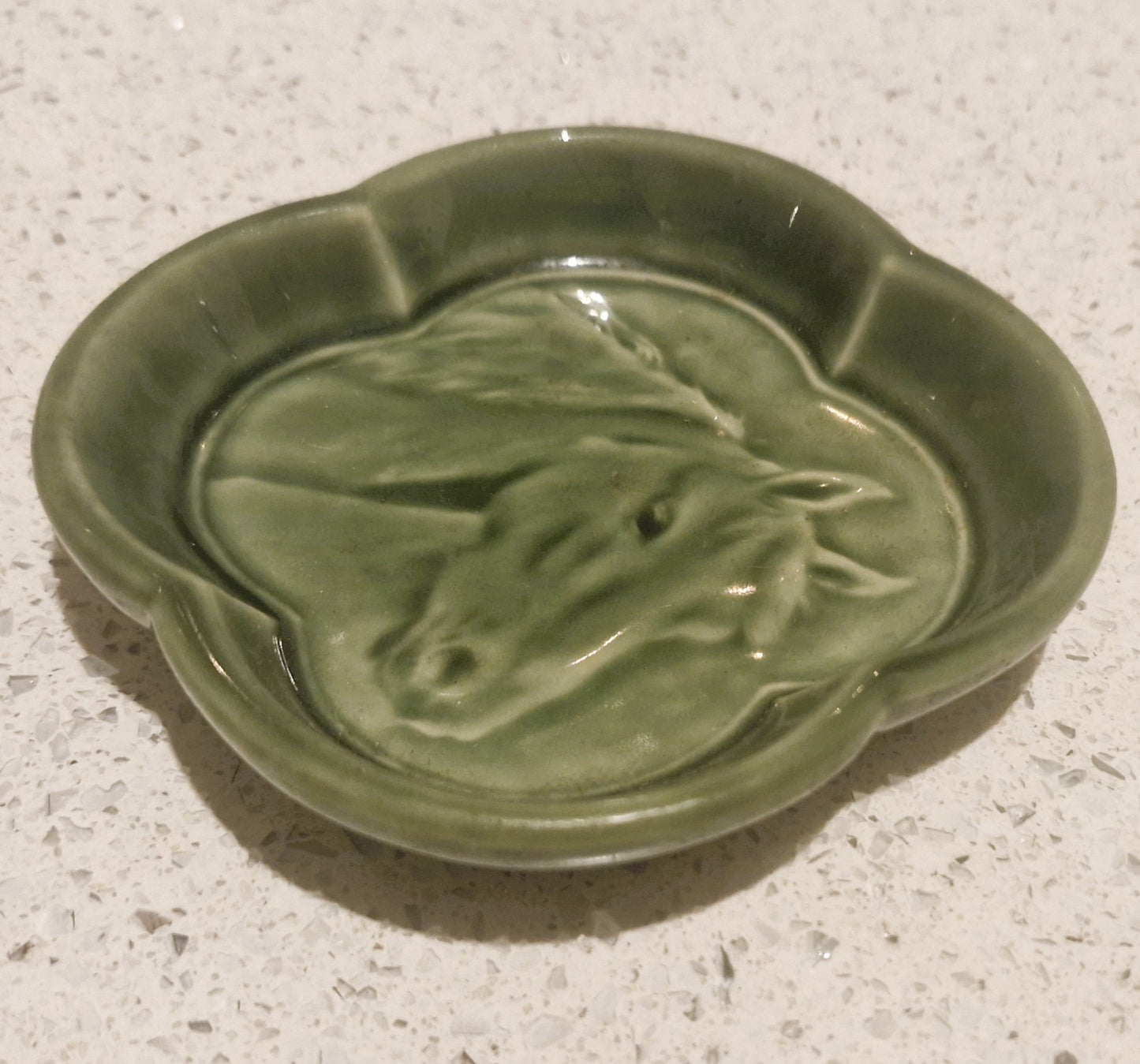 Horse Trinket Dish, Horse Ashtray, Wade, Made in England, green, ceramic, Horses head, Horse, Bowl, Dish, Very Good condition