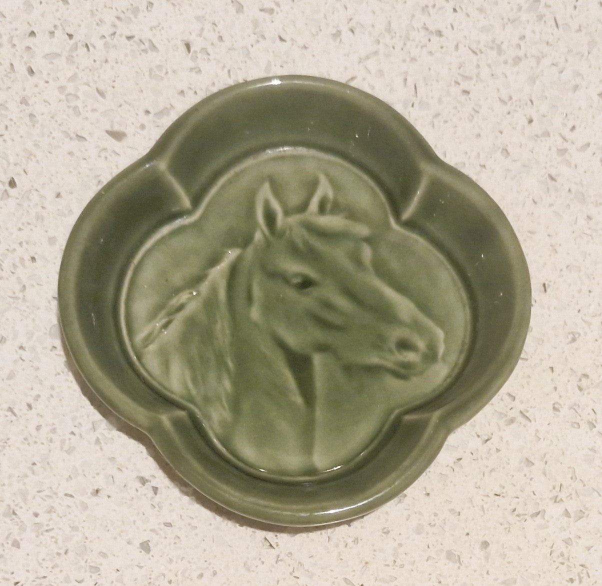 Horse Trinket Dish, Horse Ashtray, Wade, Made in England, green, ceramic, Horses head, Horse, Bowl, Dish, Very Good condition
