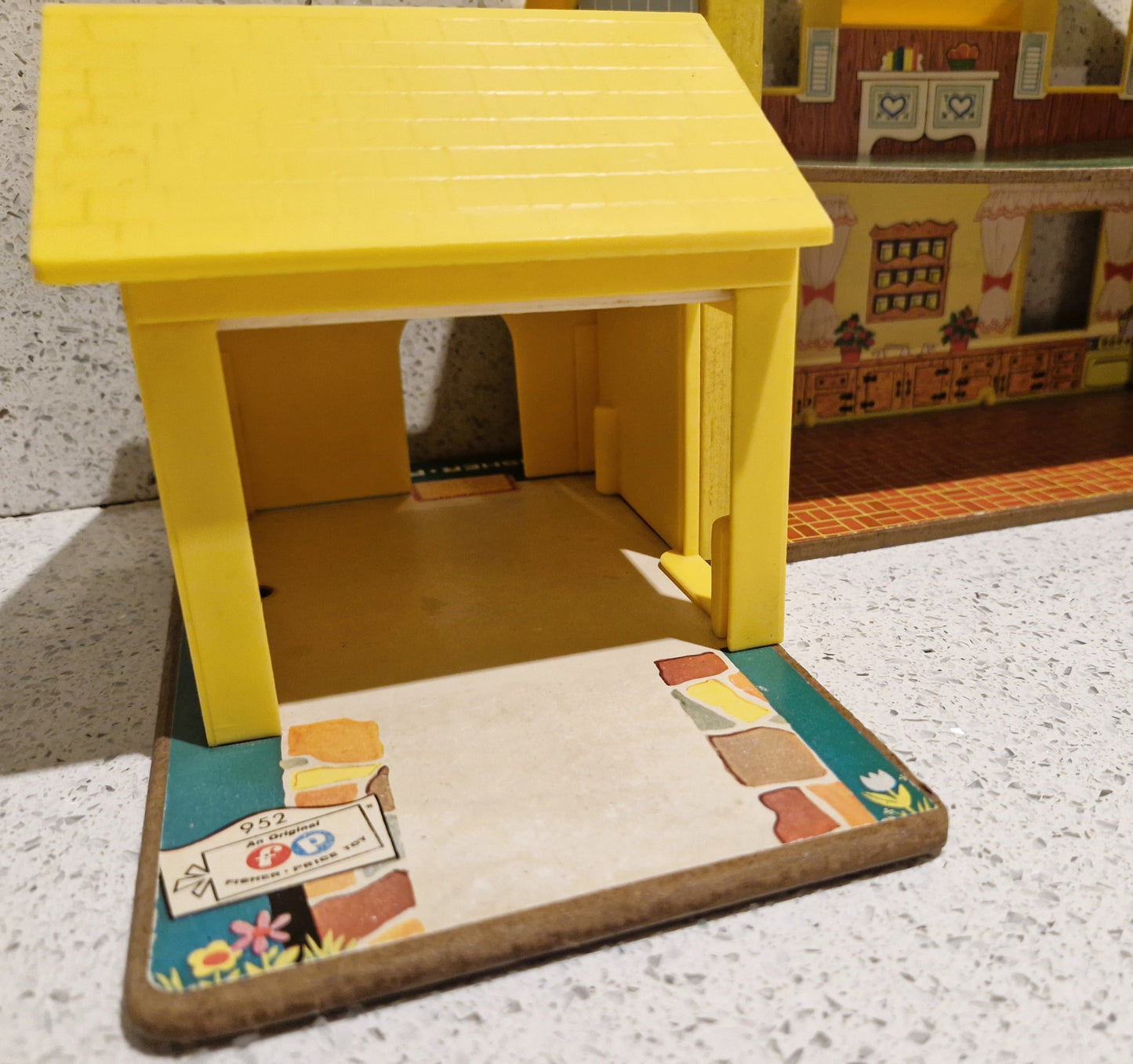 Vintage 70s Fisher Price Family House, Yellow House, Complete - Very Good condition, Lots of characters and Accessories - Inc 4 seater Car