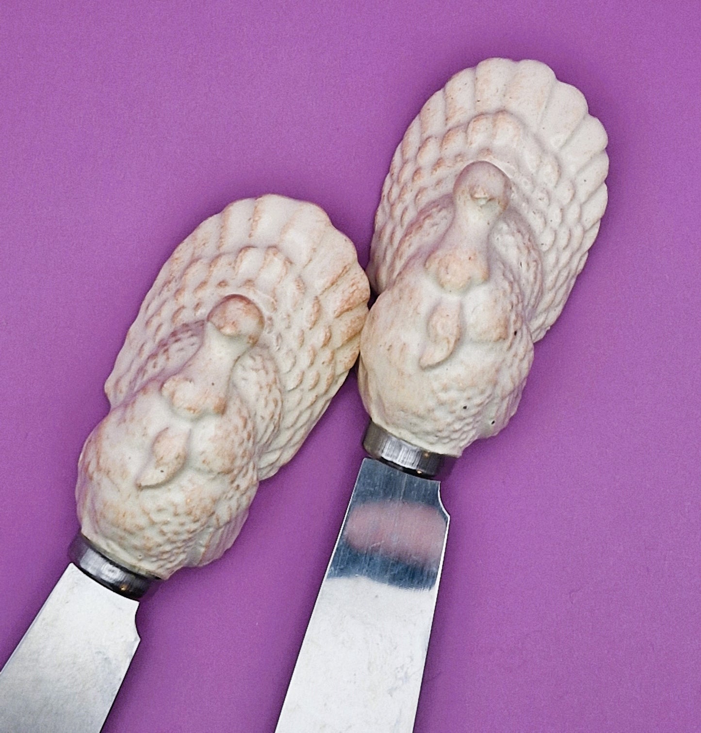 Vintage Turkey butter spreaders, Turkey Shaped, Butter knives, Novelty Butter spreaders, Quirky, Cheeseboard, RARE