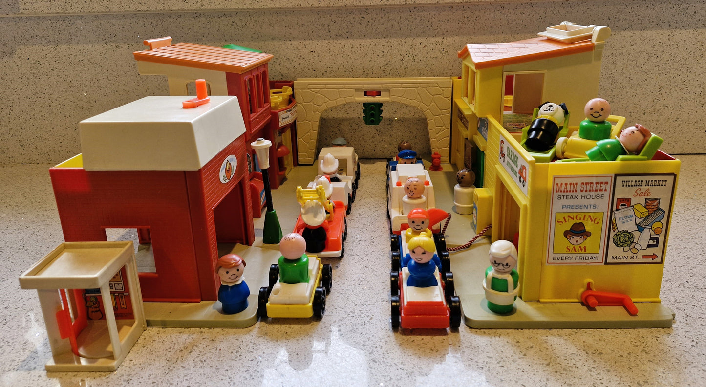 Fisher Price Village, Fisher Price Town, Fisher Price Main Street, Vintage, Town, Village, HUGE Set, Vintage Fisher Price Toys, 70s, C
