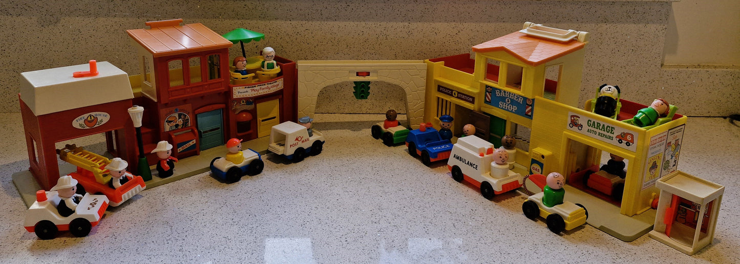 Fisher Price Village, Fisher Price Town, Fisher Price Main Street, Vintage, Town, Village, HUGE Set, Vintage Fisher Price Toys, 70s, C