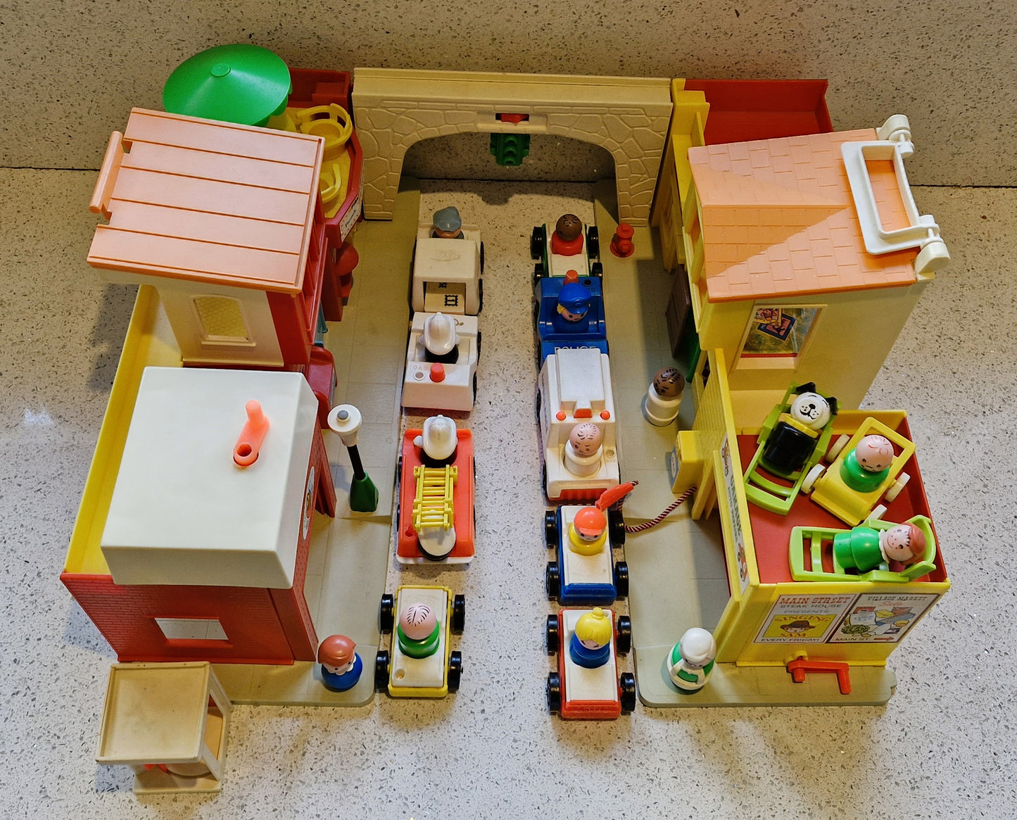 Fisher Price Village, Fisher Price Town, Fisher Price Main Street, Vintage, Town, Village, HUGE Set, Vintage Fisher Price Toys, 70s, C