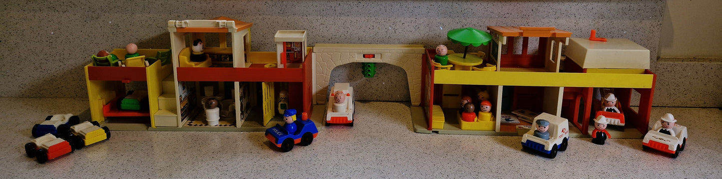 Fisher Price Village, Fisher Price Town, Fisher Price Main Street, Vintage, Town, Village, HUGE Set, Vintage Fisher Price Toys, 70s, C