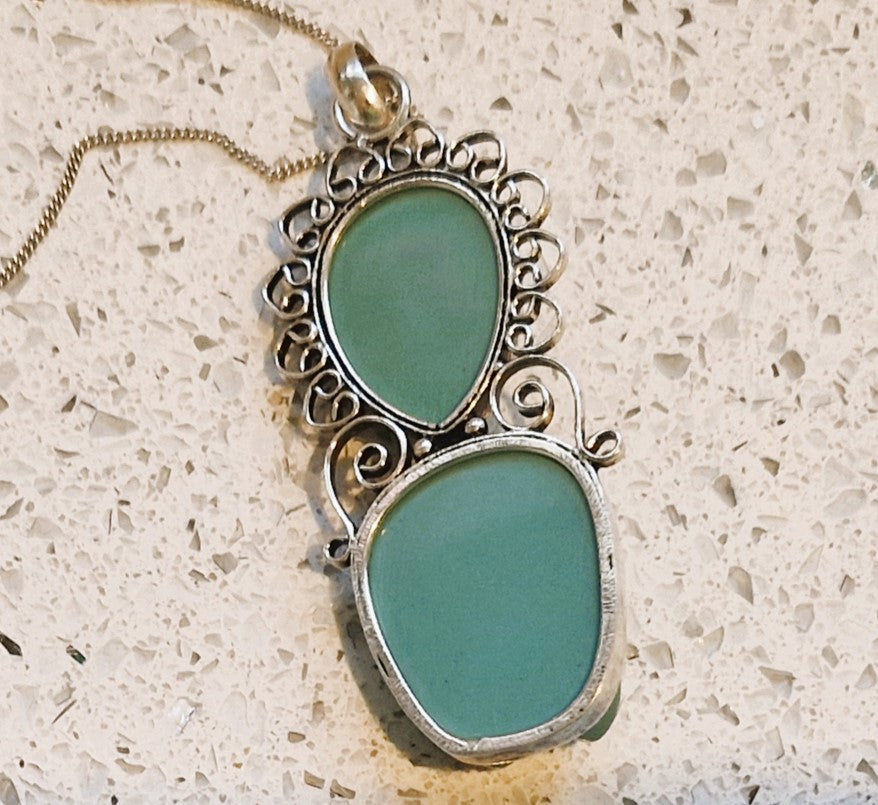 Vintage, Turquoise Carved Pendant, 925 silver necklace, original, Mid century, Carved Figure, Rare , 60s jewellery