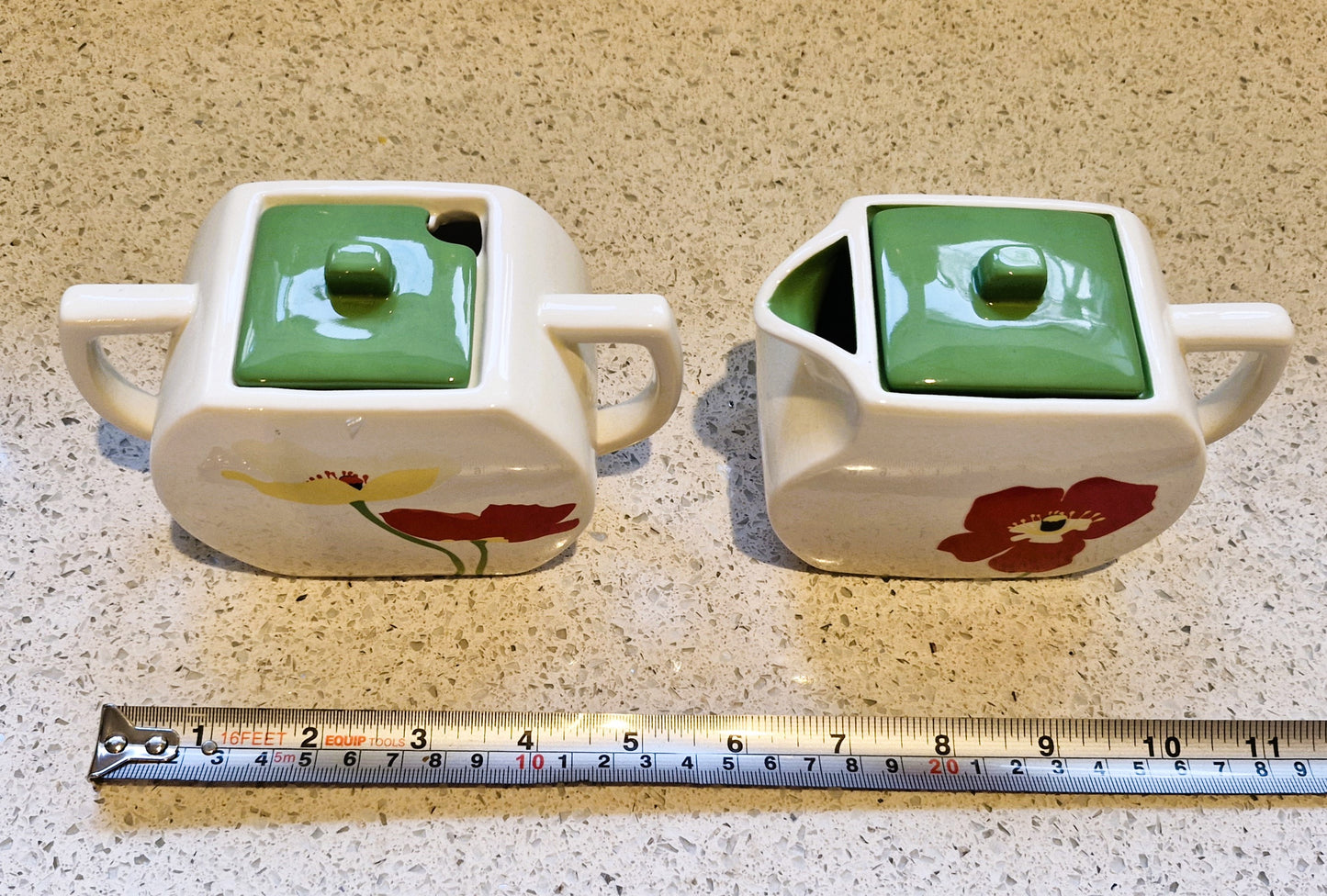 Russ retro creamer and sugar bowl, Russ, Poppy, Lidded Sugar Bowl, Russ Milk Jug, Russ Creamer,, sugar and creamer