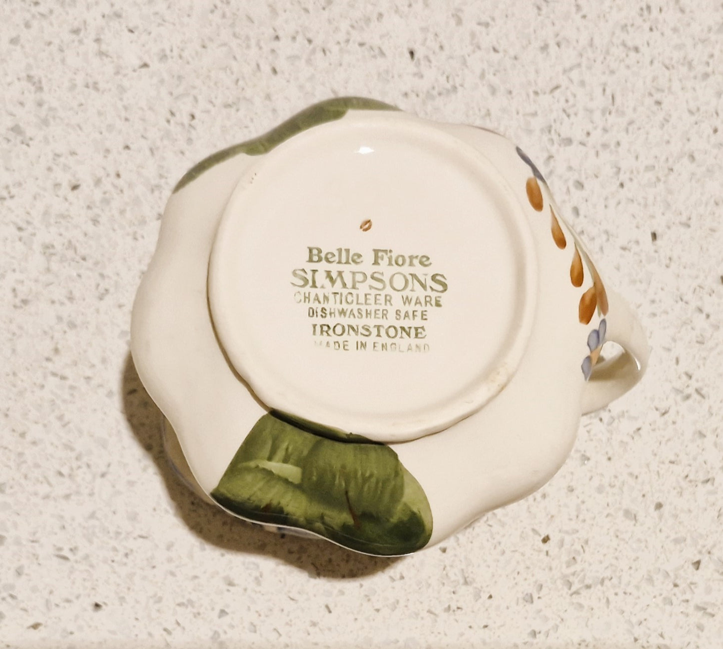 English Ironstone, Milk Jug, Creamer, Simpsons, Belle Fiore, Chanticleer ware, Made in England, Handpainted,