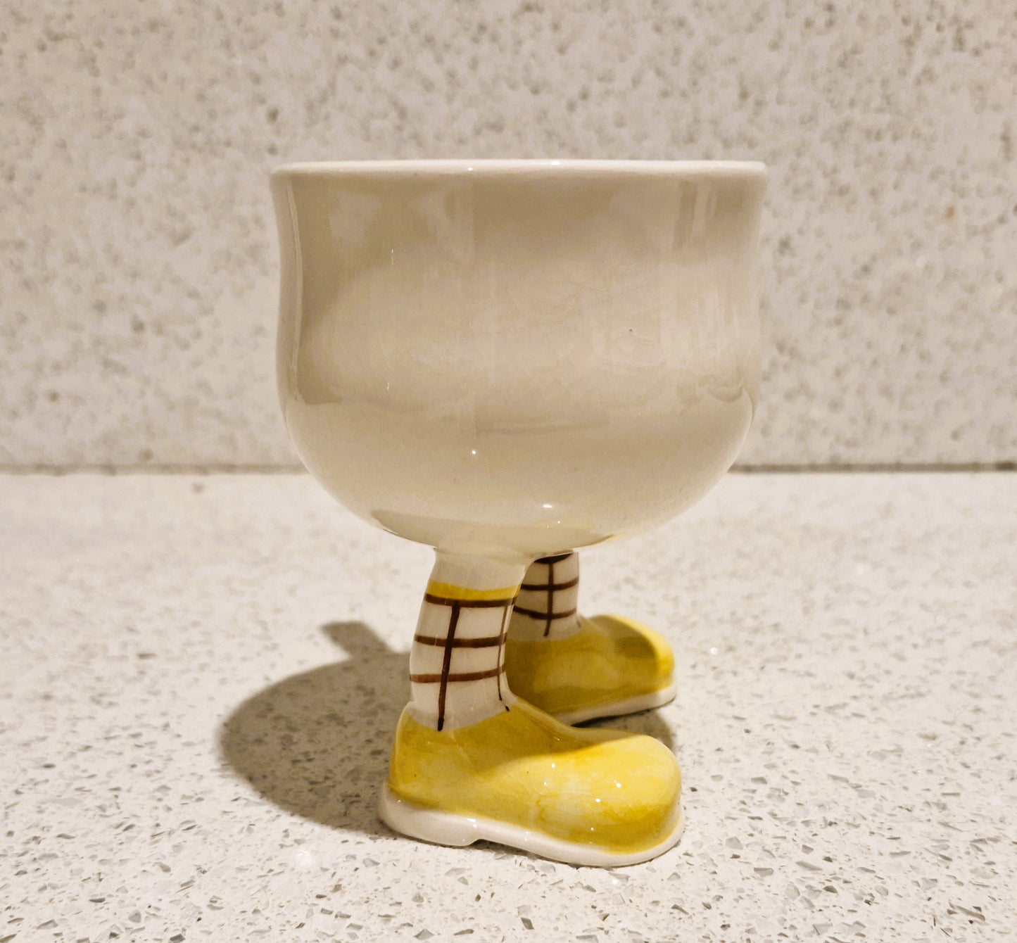 Carltonware Walking cup, Carltonware walking mug, Carltonware, Walking ware, Mug, cup, with feet, with legs, Yellow, long legs