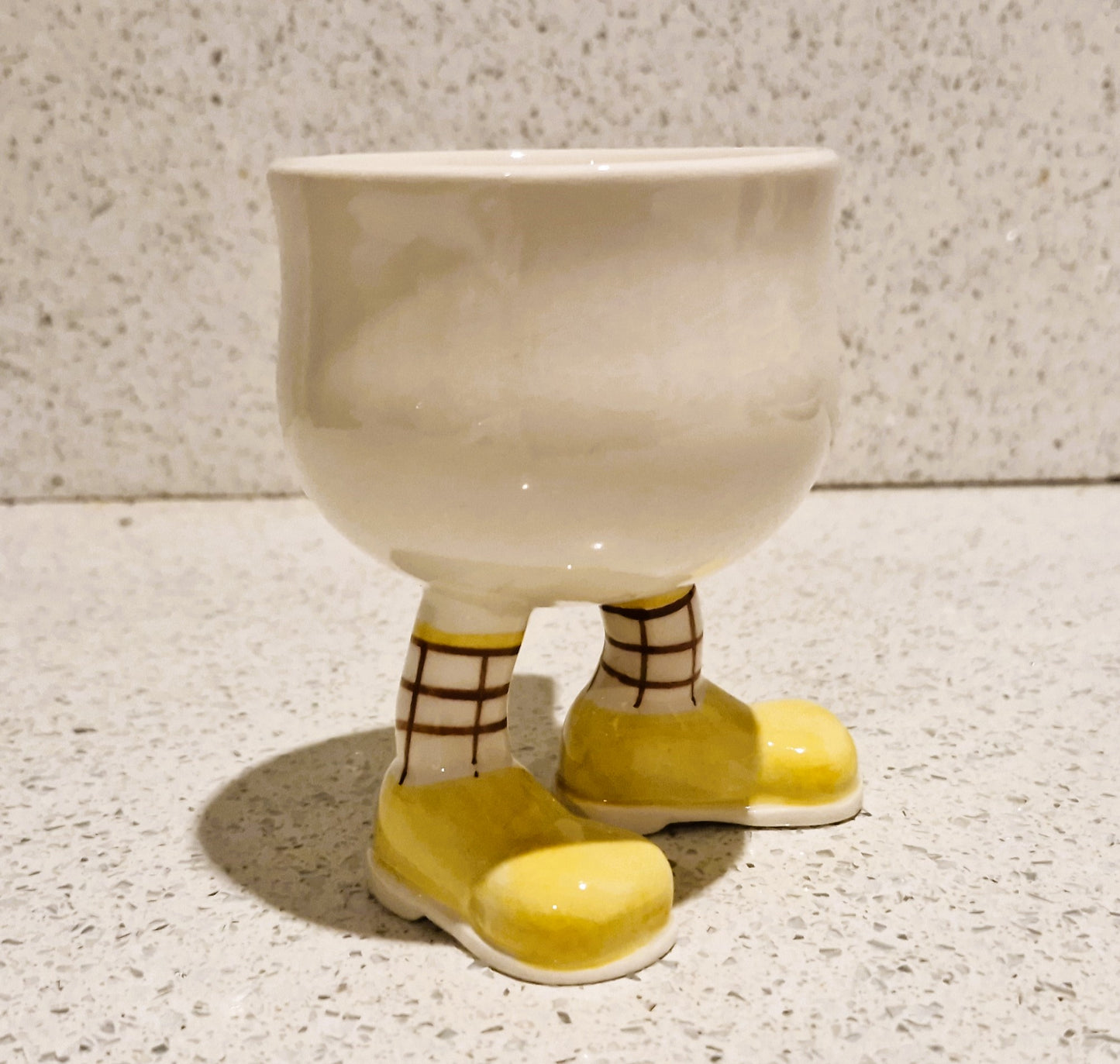 Carltonware Walking cup, Carltonware walking mug, Carltonware, Walking ware, Mug, cup, with feet, with legs, Yellow, long legs