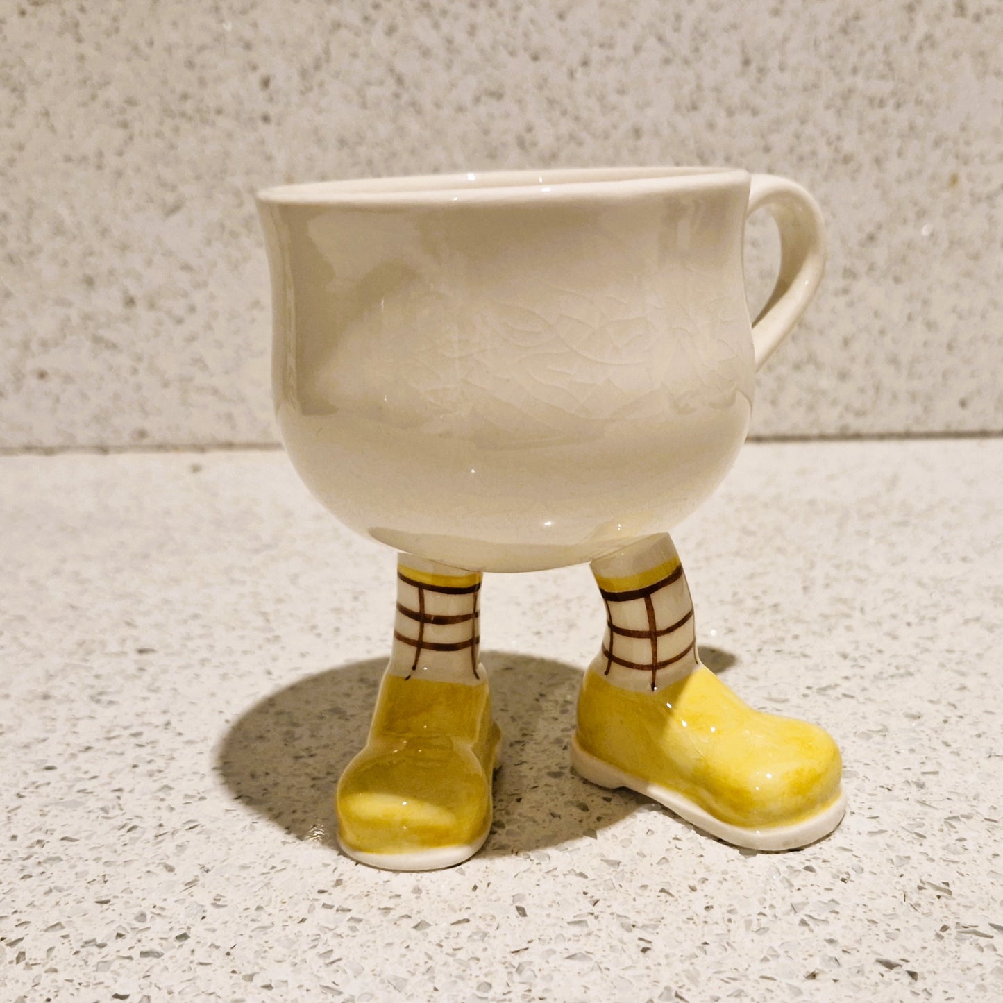 Carltonware Walking cup, Carltonware walking mug, Carltonware, Walking ware, Mug, cup, with feet, with legs, Yellow, long legs