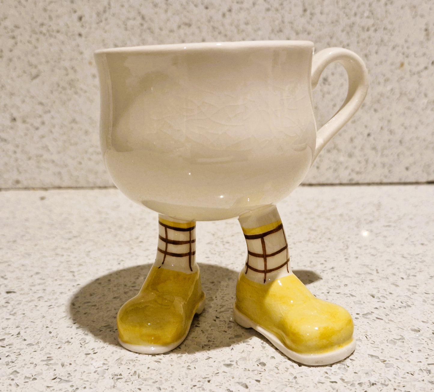 Carltonware Walking cup, Carltonware walking mug, Carltonware, Walking ware, Mug, cup, with feet, with legs, Yellow, long legs
