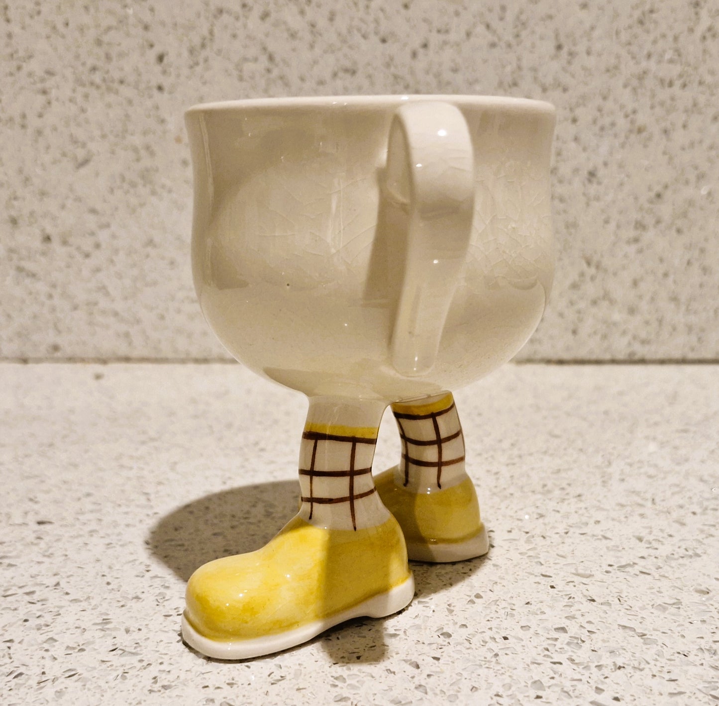 Carltonware Walking cup, Carltonware walking mug, Carltonware, Walking ware, Mug, cup, with feet, with legs, Yellow, long legs