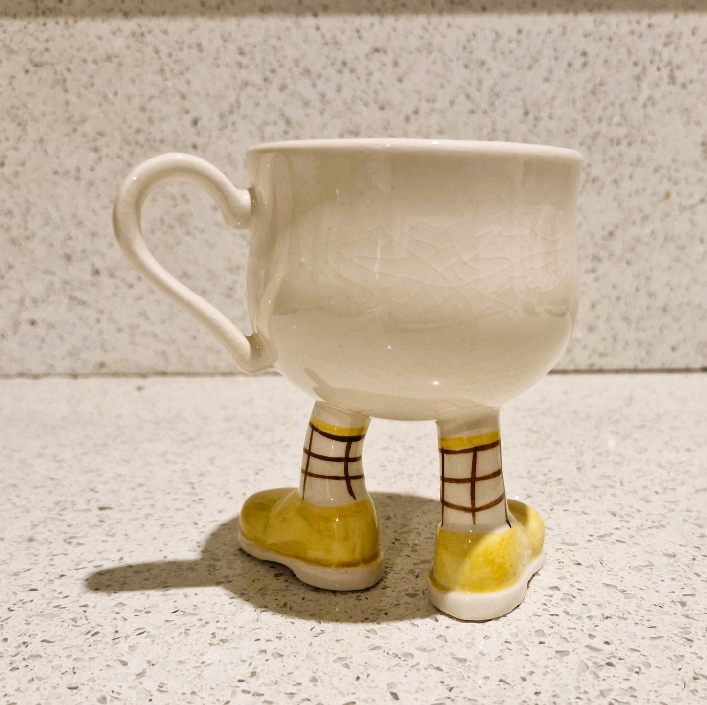 Carltonware Walking cup, Carltonware walking mug, Carltonware, Walking ware, Mug, cup, with feet, with legs, Yellow, long legs