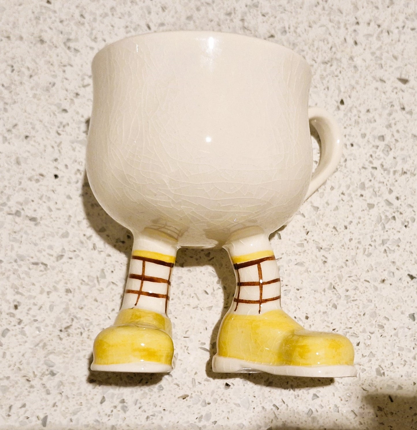 Carltonware Walking cup, Carltonware walking mug, Carltonware, Walking ware, Mug, cup, with feet, with legs, Yellow, long legs