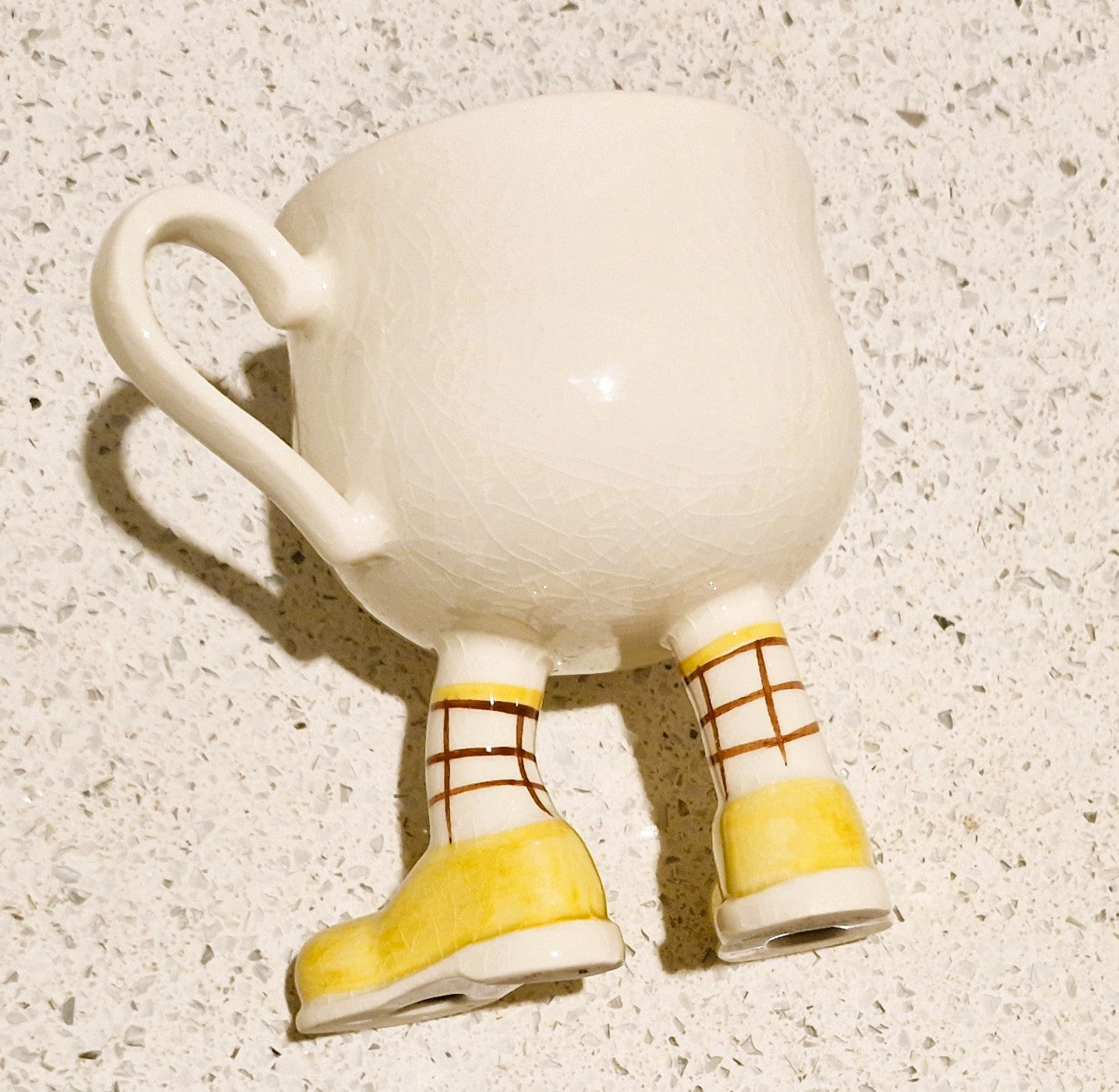 Carltonware Walking cup, Carltonware walking mug, Carltonware, Walking ware, Mug, cup, with feet, with legs, Yellow, long legs