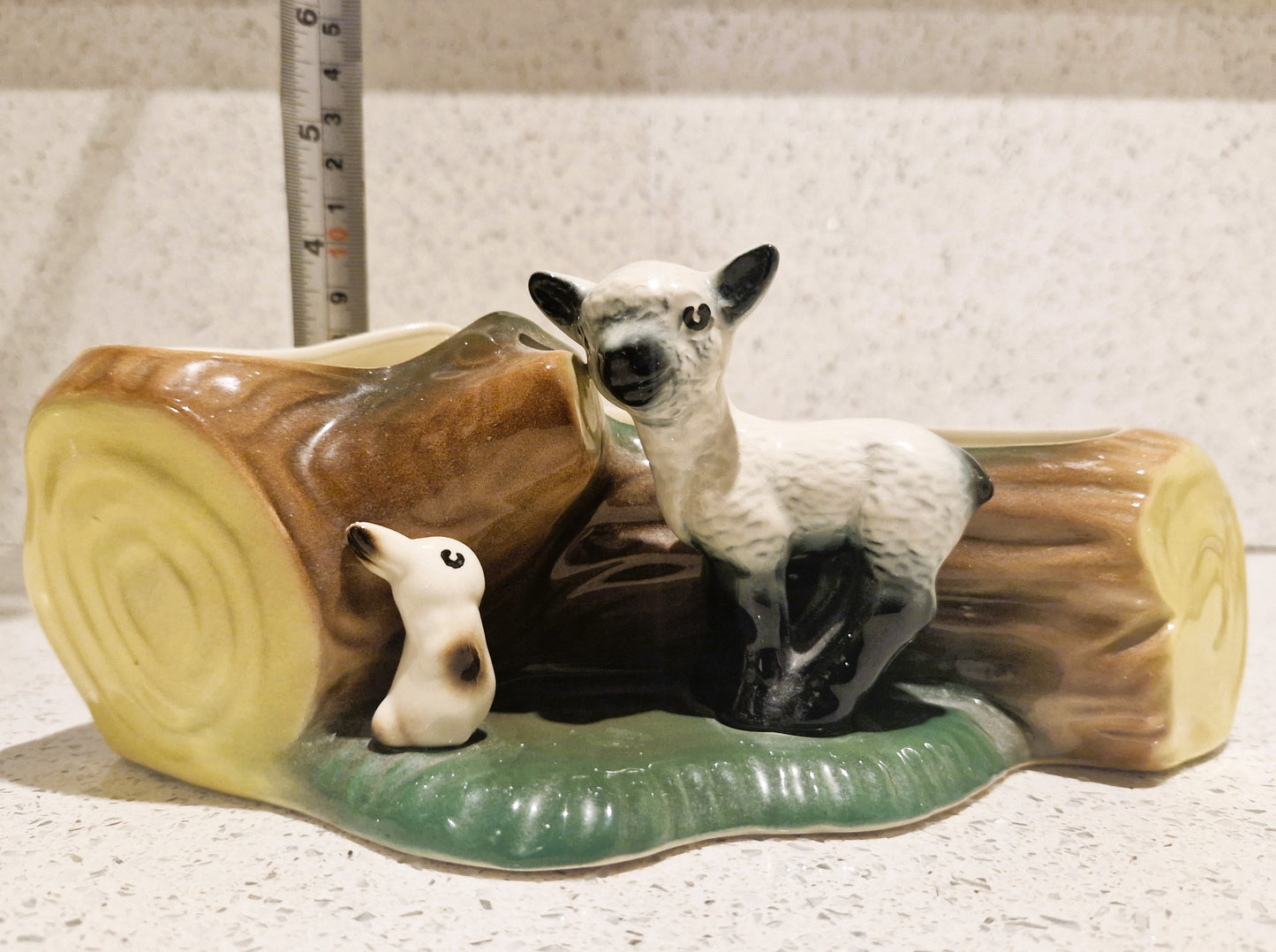 1960s Kitsch, Hornsea Fauna, Lamb, Lambkin, Bunny, Rabbit, Planter, Vase, Ceramic, Ornament, 60s Kitsch, Hornsea Pottery