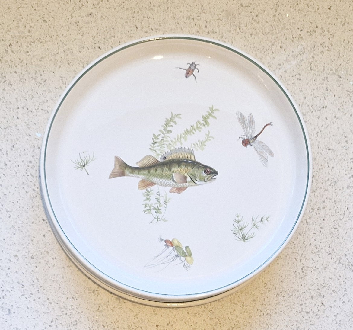 Fish Dinner Plate, Fish Design, Old English Ironstone, Simpsons, English Ironstone, Course Fishing, Fly Fishing, Fish Plate, Perch, 10 Inch