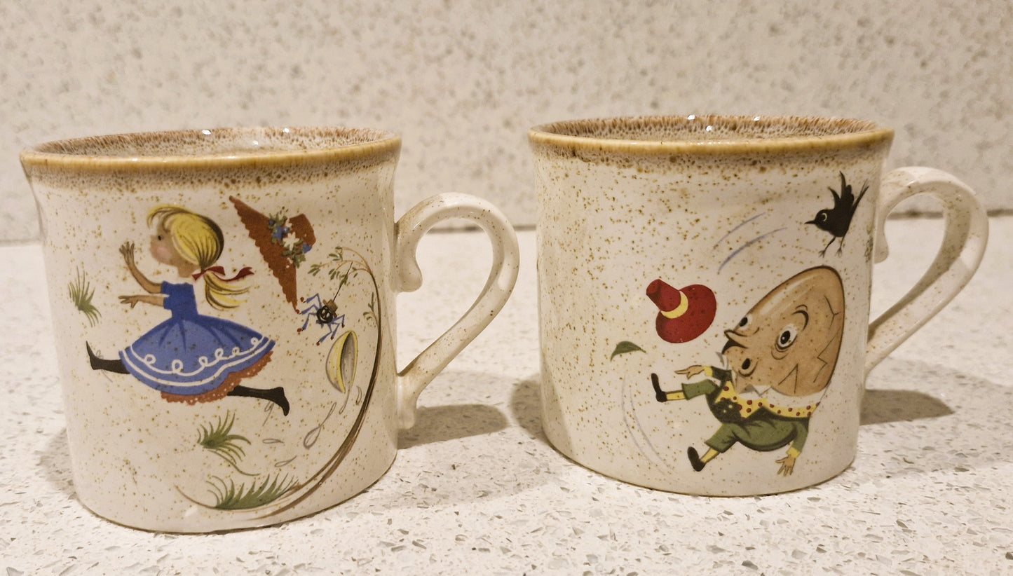 Vintage, Childrens Mug, Little Mis Muffet, Ceramic, Stoneware, Kitsch, Quirky, Purbeck Pottery, Made in England