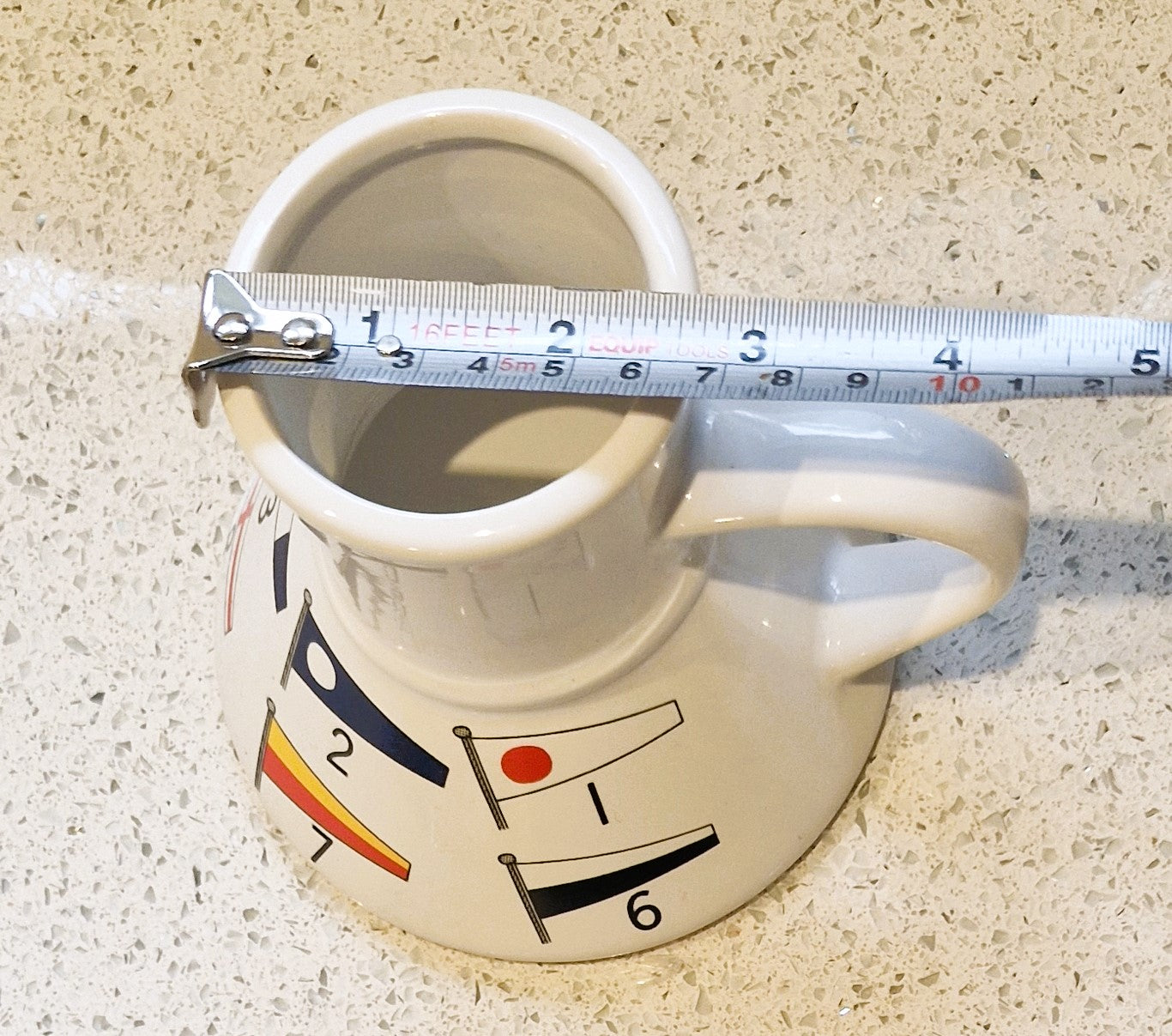 No Spill Sailing Mug: Yacht Race Flags Design