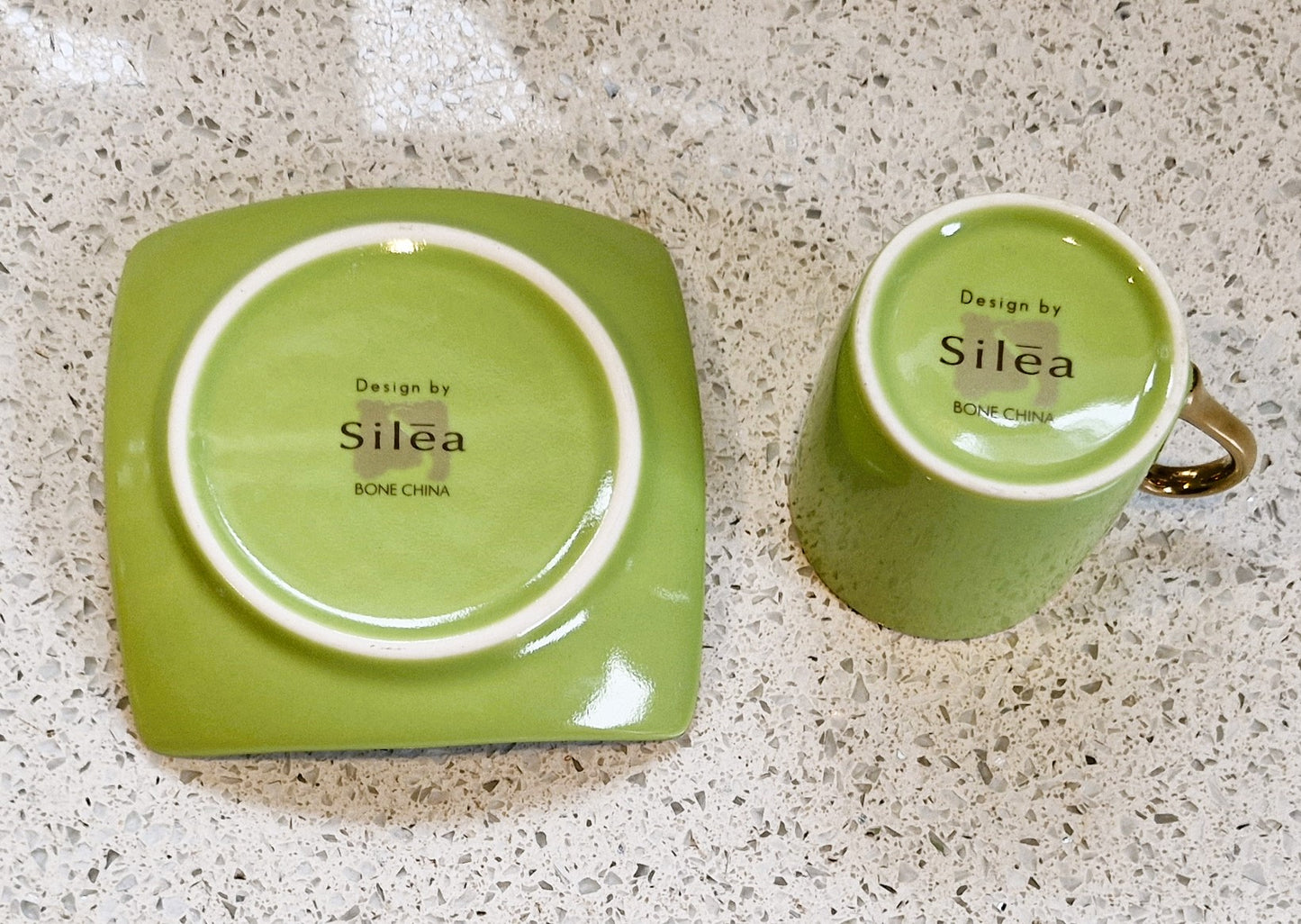 Silea Espresso Cup, Silea Espresso cups, Harlequin, Bone China, Green, Espresso Cup, Vintage, Gold, Gilt