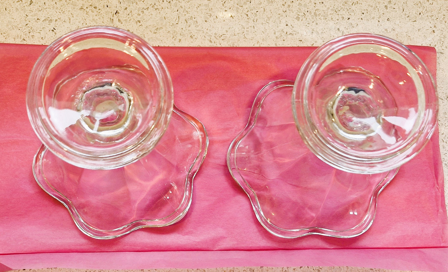 Vintage Ice Cream Sundae Glasses, Vintage Italian, Clear Glass, Ice Cream Coup, Immaculate! With the Italian Mark on Base.- PRICE is Per Glass