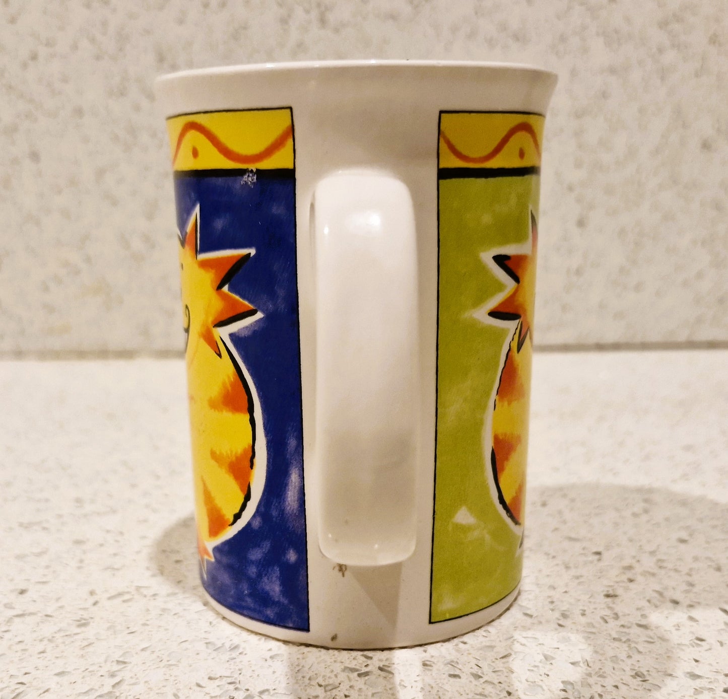 Rayware Cat Mug, Vintage Rayware Cat Mug, Brightly coloured, Blue, Yellow, Red, Rayware Mug
