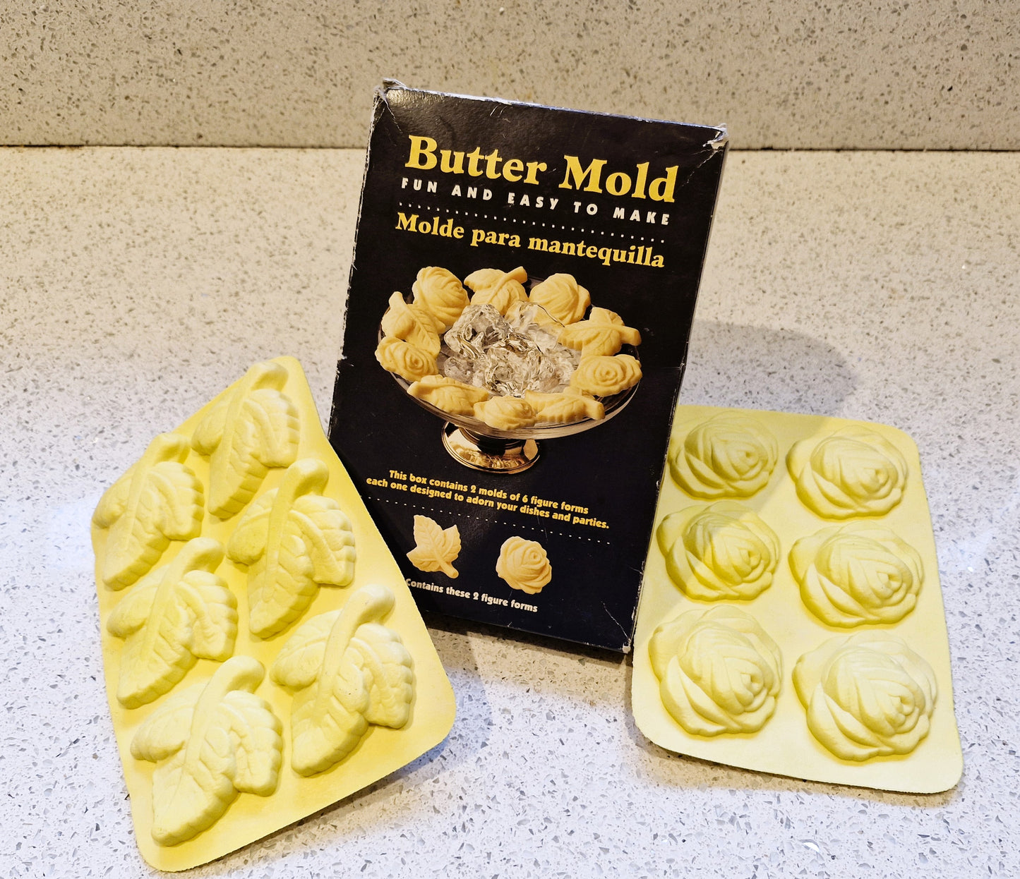 Vintage, Irvinware Butter Molds, Flower Design, Leaf Design, Flower, Rose, Leaf, Butter Molds, With Instructions, Boxed, Icing