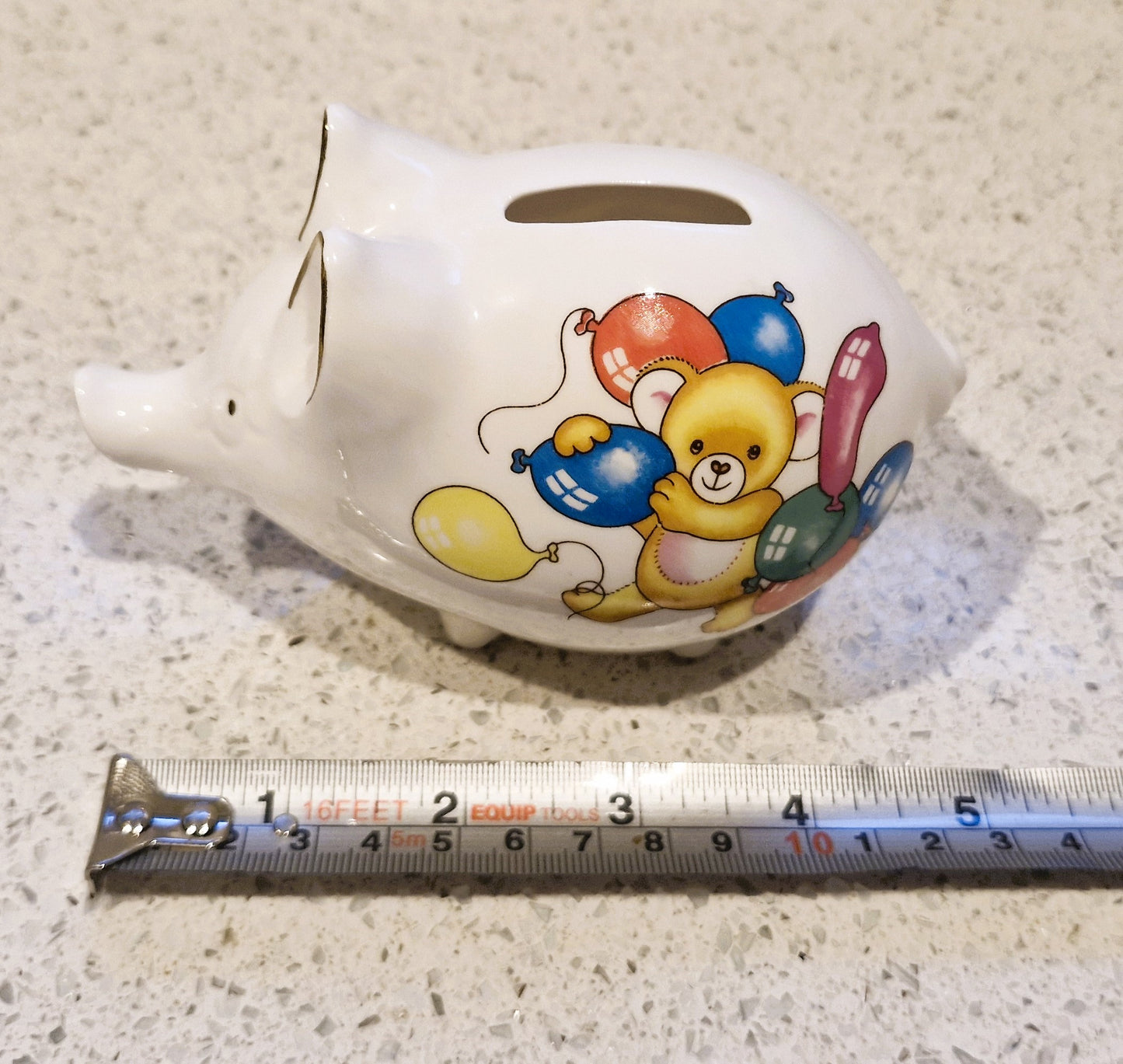 Vintage, Ceramic piggy Bank, CROWN Fine china Piggy Bank, Gilt finished, Fine china, Bone china, Made in England