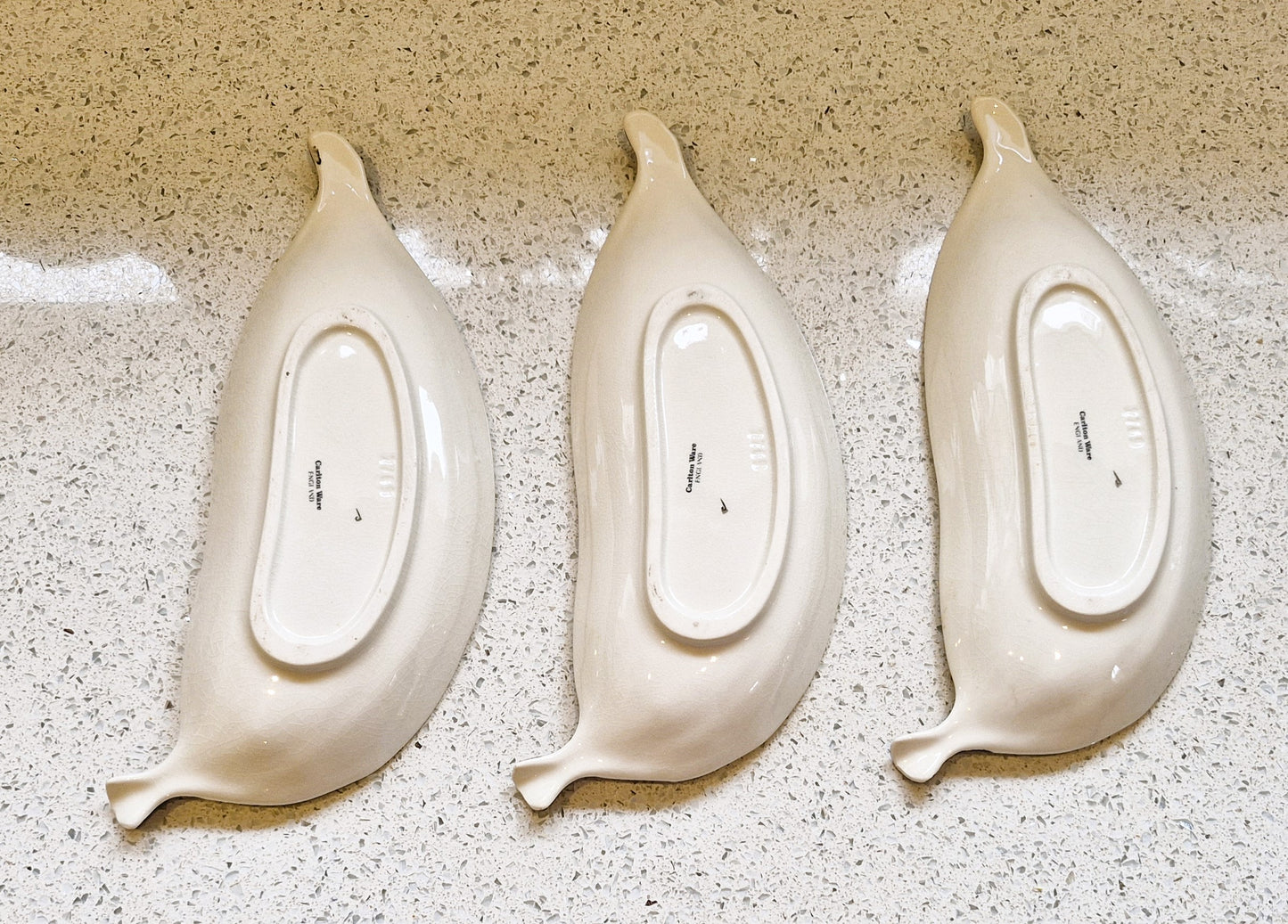 Carltonware Banana Split Dishes, Carlton ware Banana shaped dishes, Made in England, 60s