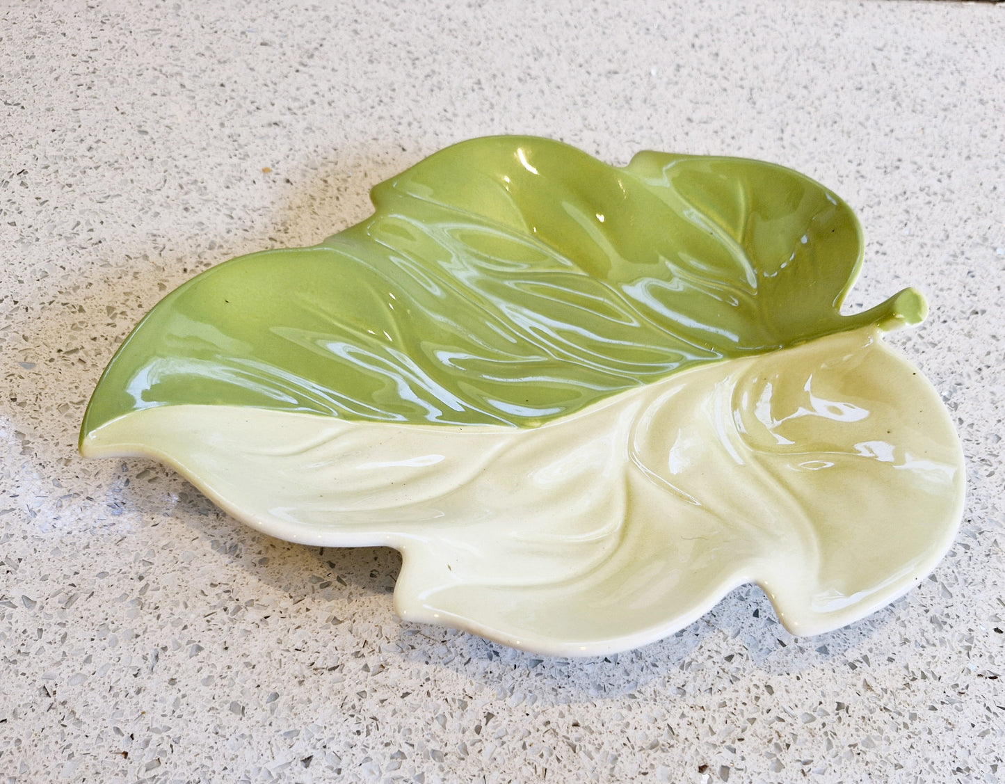 Carltonware Leaf Platter, Large Leaf Plate, Carltonware, Green, leaf dish, Hand painted, Carlton Ware Plate