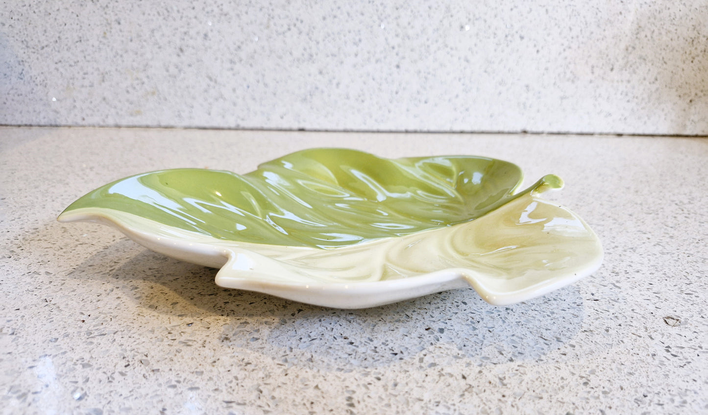 Carltonware Leaf Platter, Large Leaf Plate, Carltonware, Green, leaf dish, Hand painted, Carlton Ware Plate
