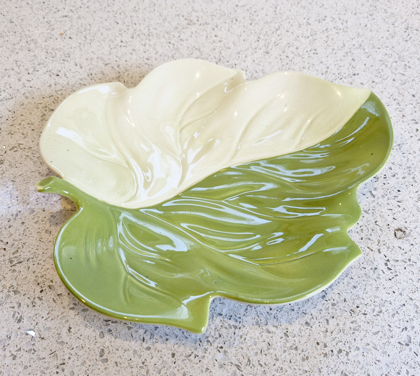 Carltonware Leaf Platter, Large Leaf Plate, Carltonware, Green, leaf dish, Hand painted, Carlton Ware Plate
