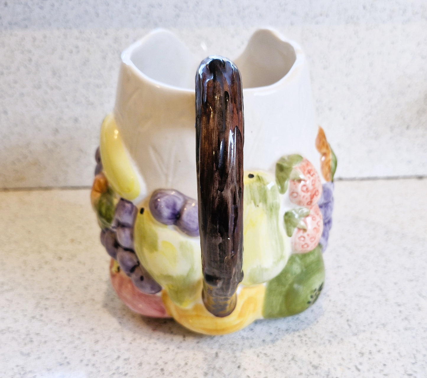 Large Majolica Fruit Pitcher, Large Majolica Fruit Jug, Large Vase, Large Jug, Large Pitcher, Majolica, Portugal, Majolica Fruit Design