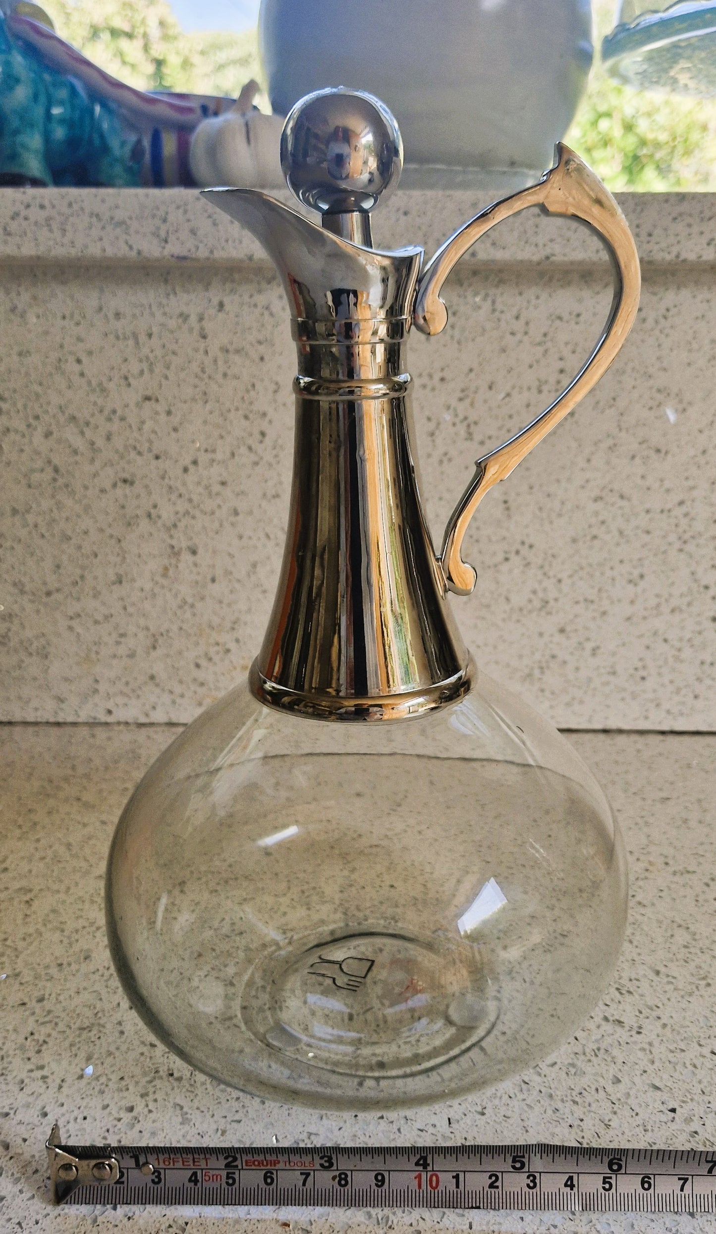 Vintage Claret Jug: Silver Chromium Plated Bell Bottom Wine Decanter