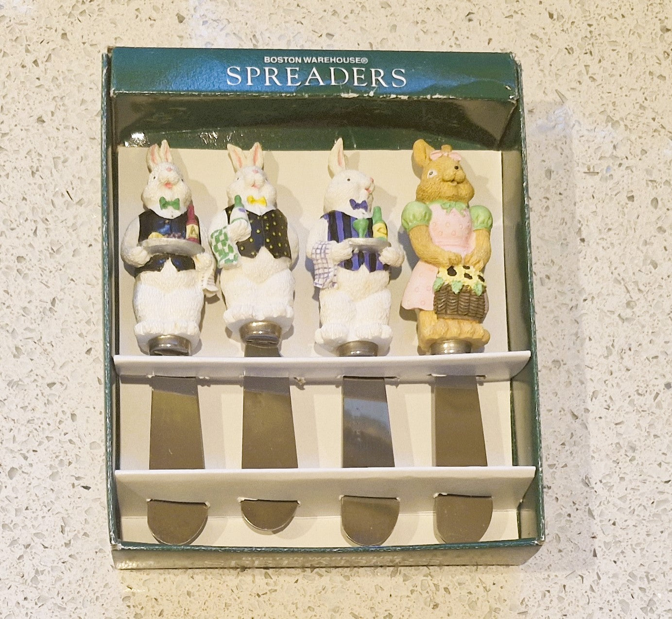 Vintage Easter Bunny Butter Spreaders, Waiter butter spreaders, Rabbit Butter Spreaders, Boston Warehouse, Butter spreaders
