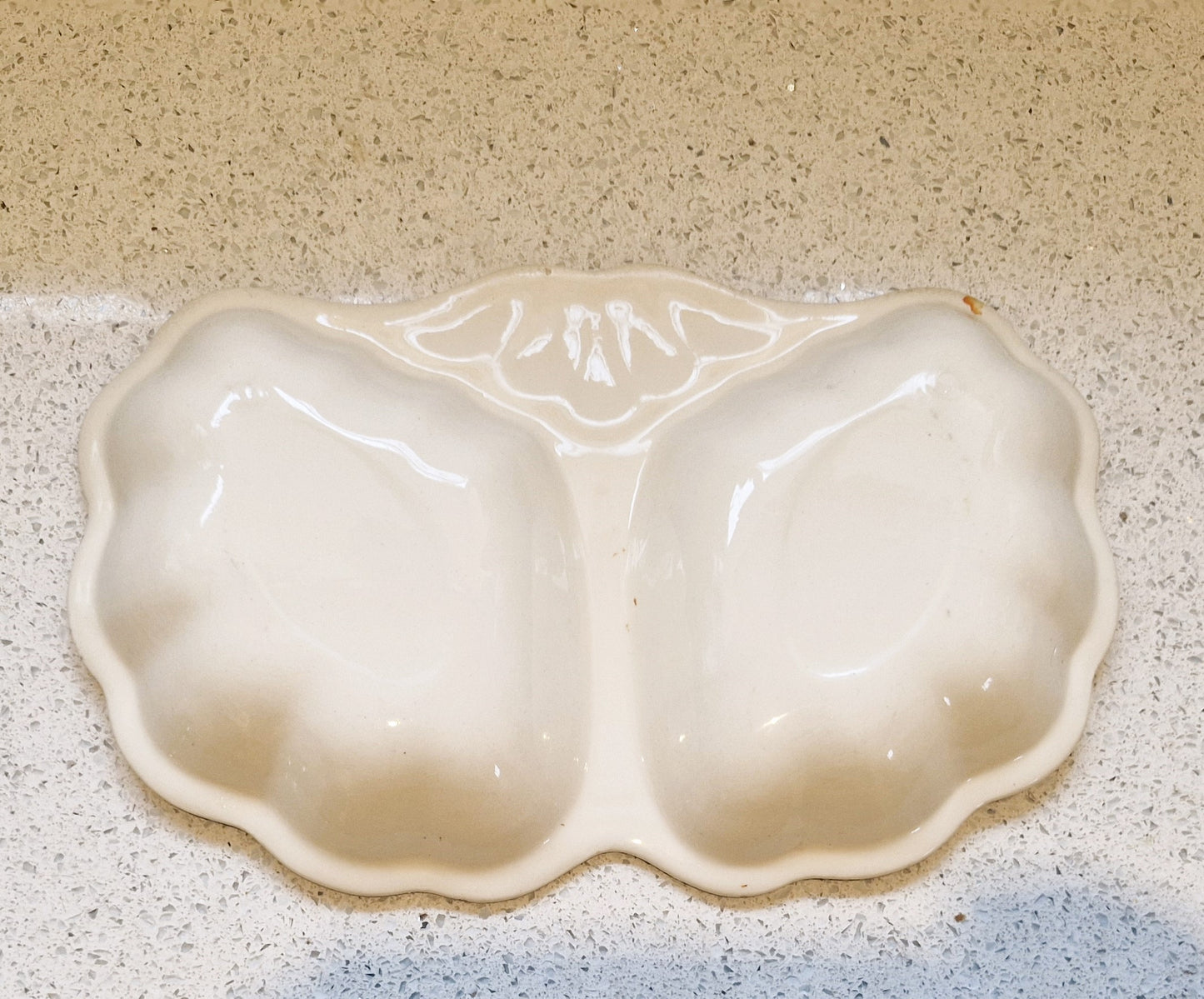 Art Deco Hand Painted Dish, Art Deco Hand Painted Plate, Sunburst, Orange, Yellow, Green, Hand Painted, Sectional, 1930s